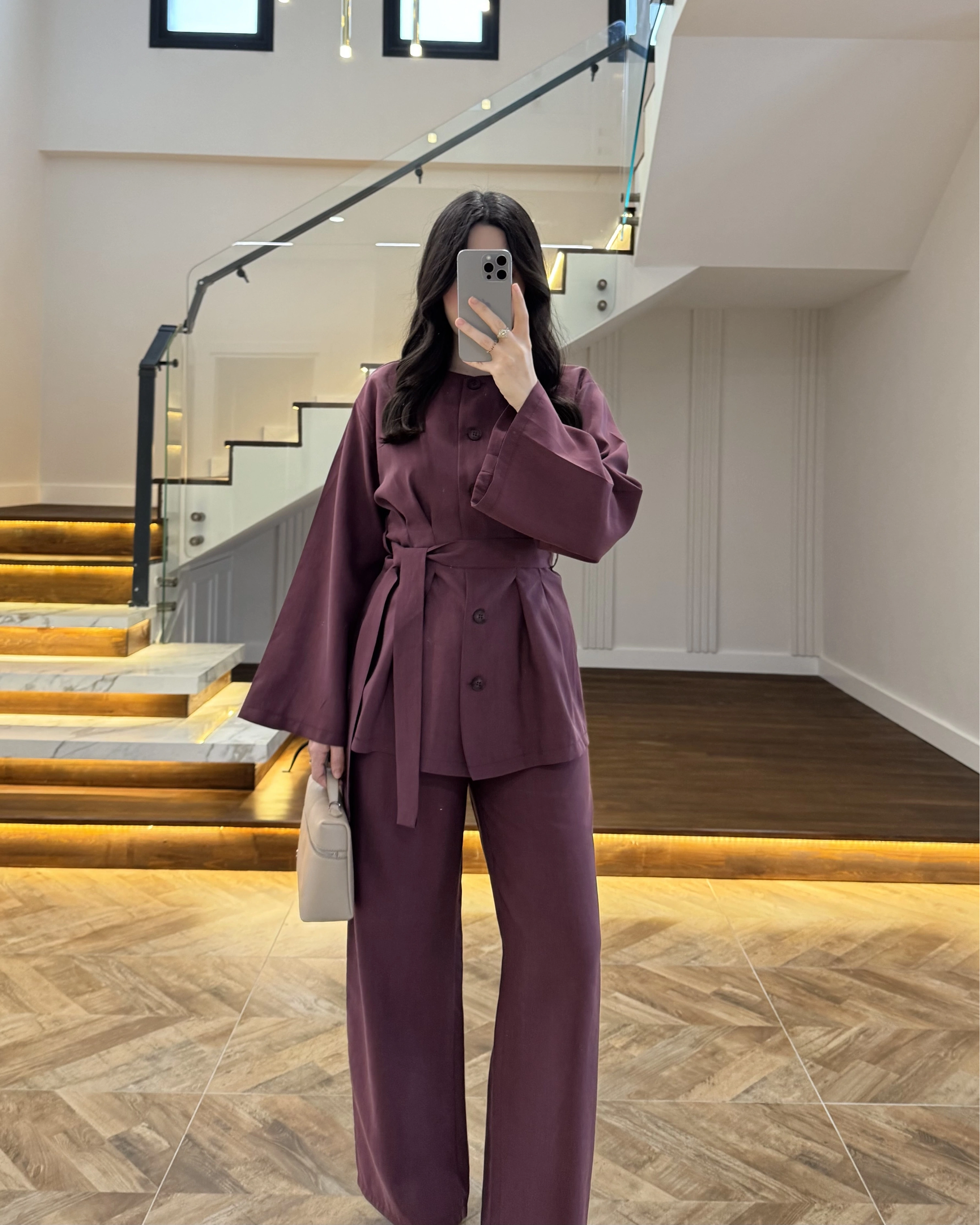 MÜRDÜM PİLE DETAY KUŞAKLI TAKIM -8926