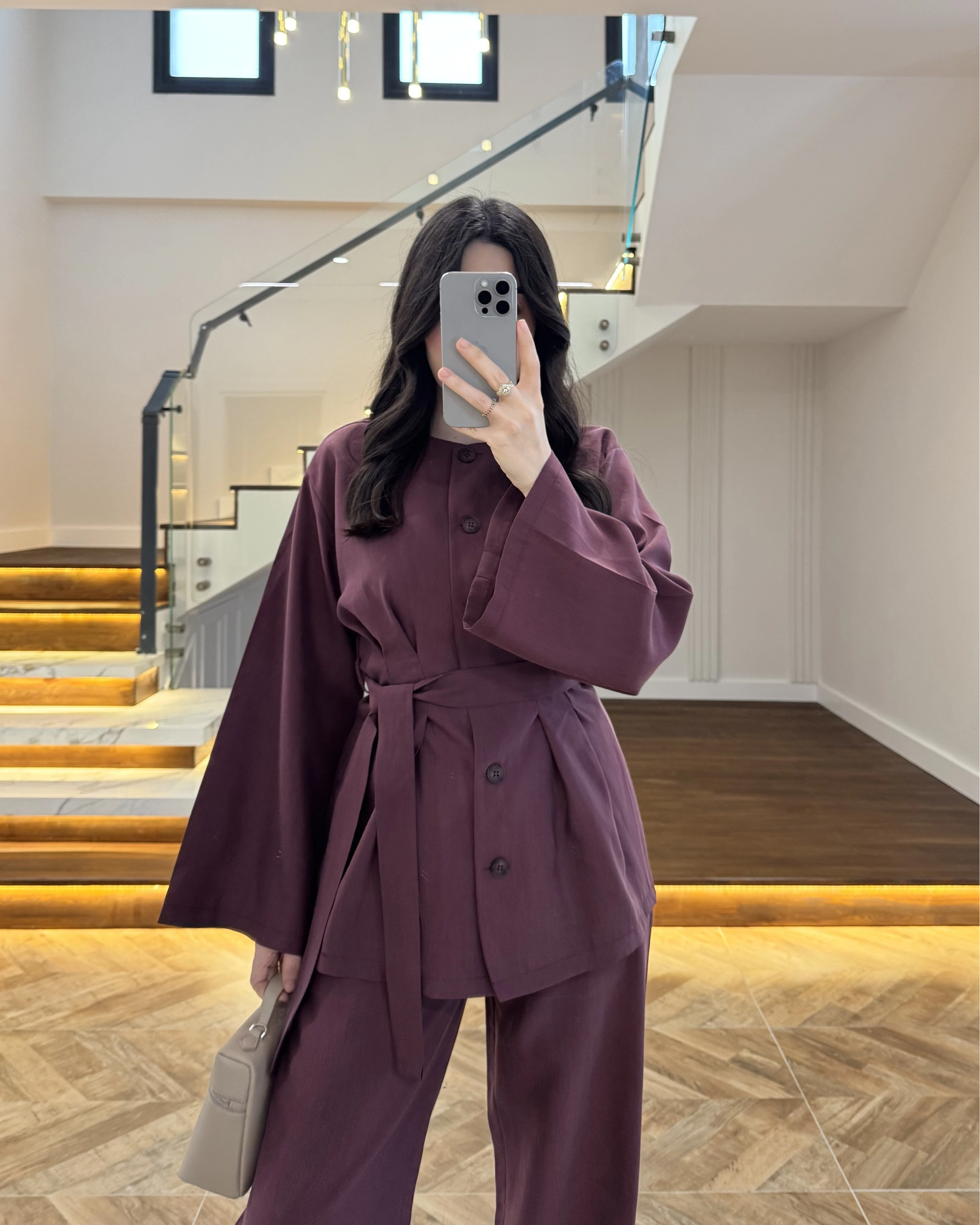 MÜRDÜM PİLE DETAY KUŞAKLI TAKIM -8926