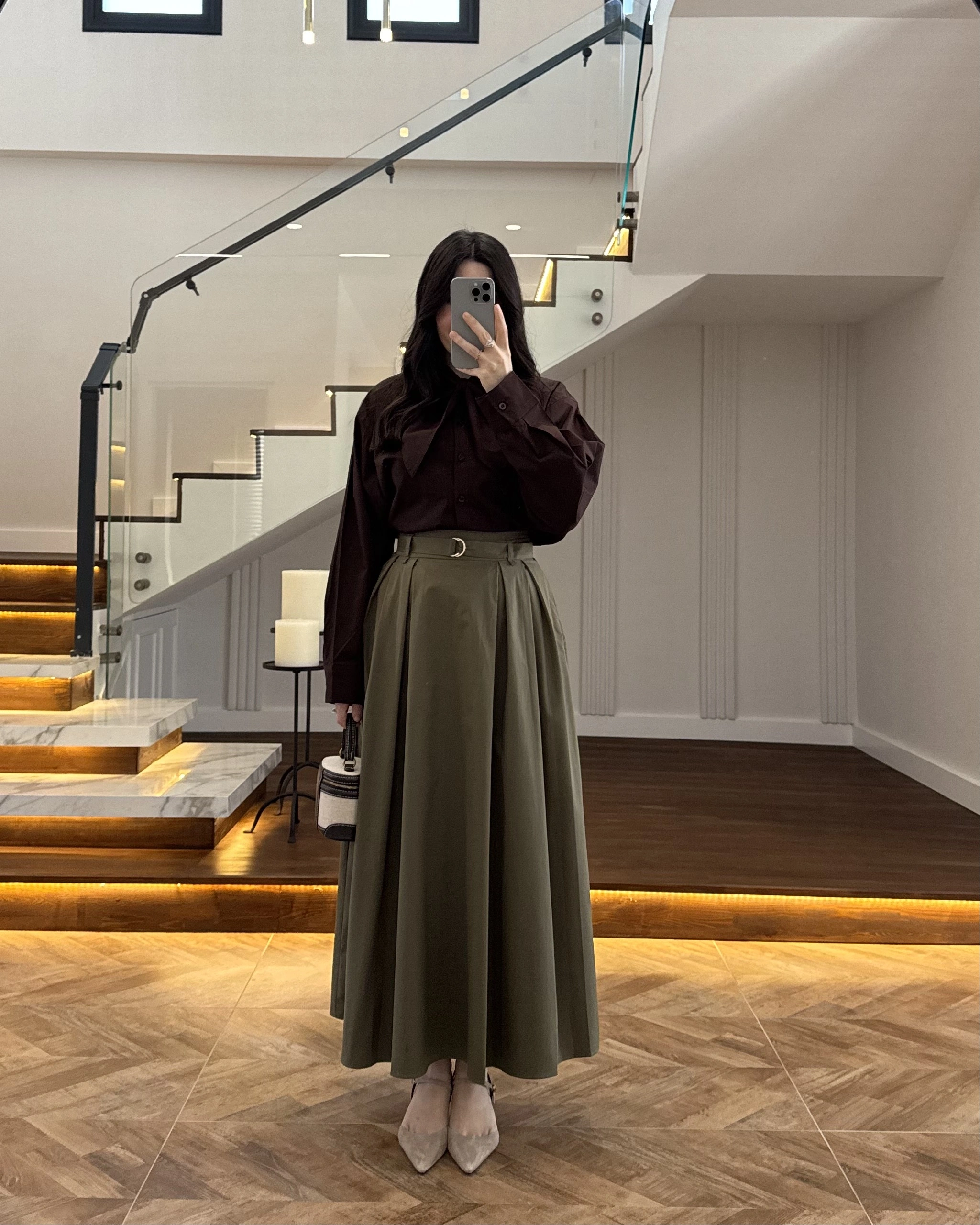 YEŞİL PİLELİ KEMERLİ ETEK -1287