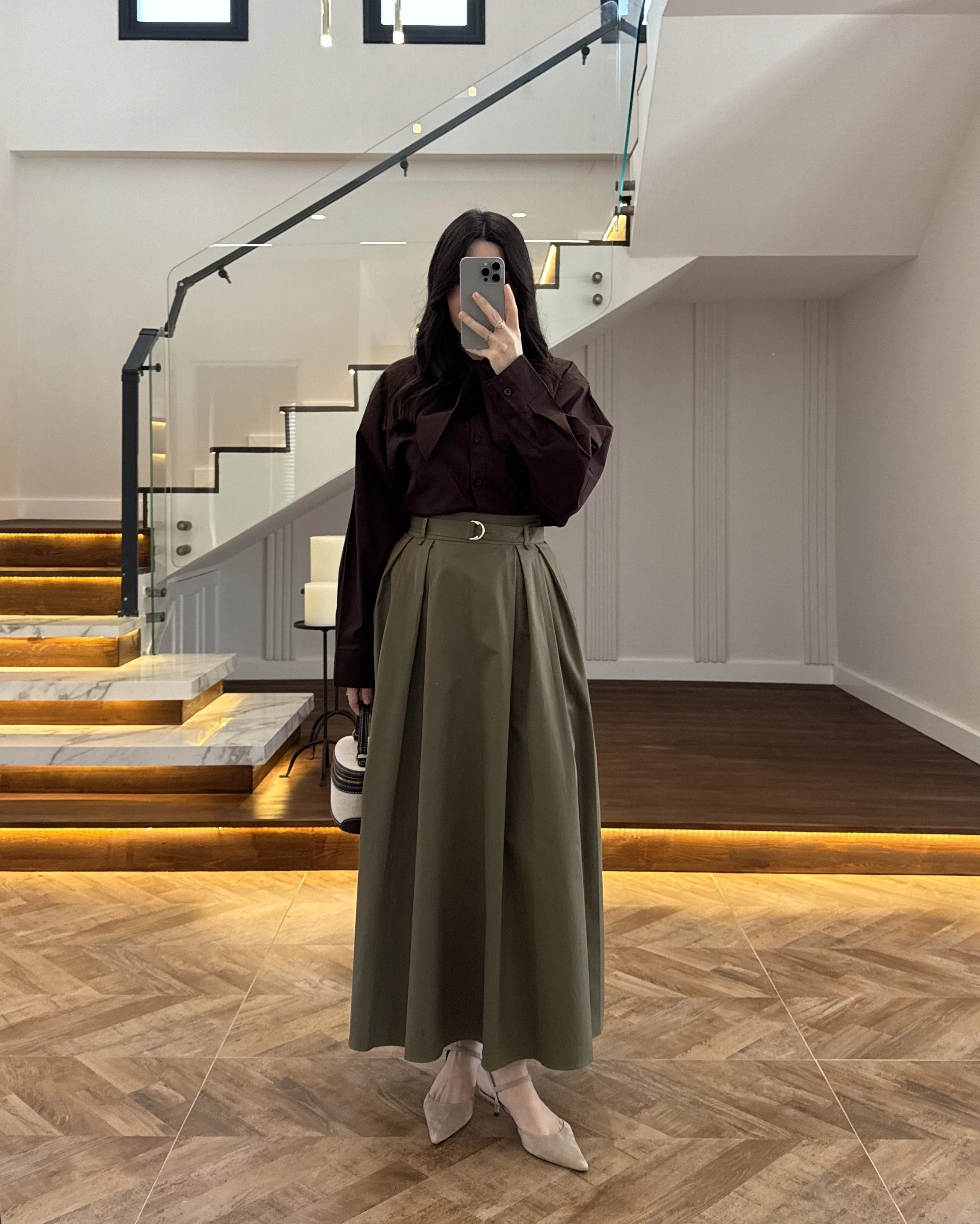 YEŞİL PİLELİ KEMERLİ ETEK -1287