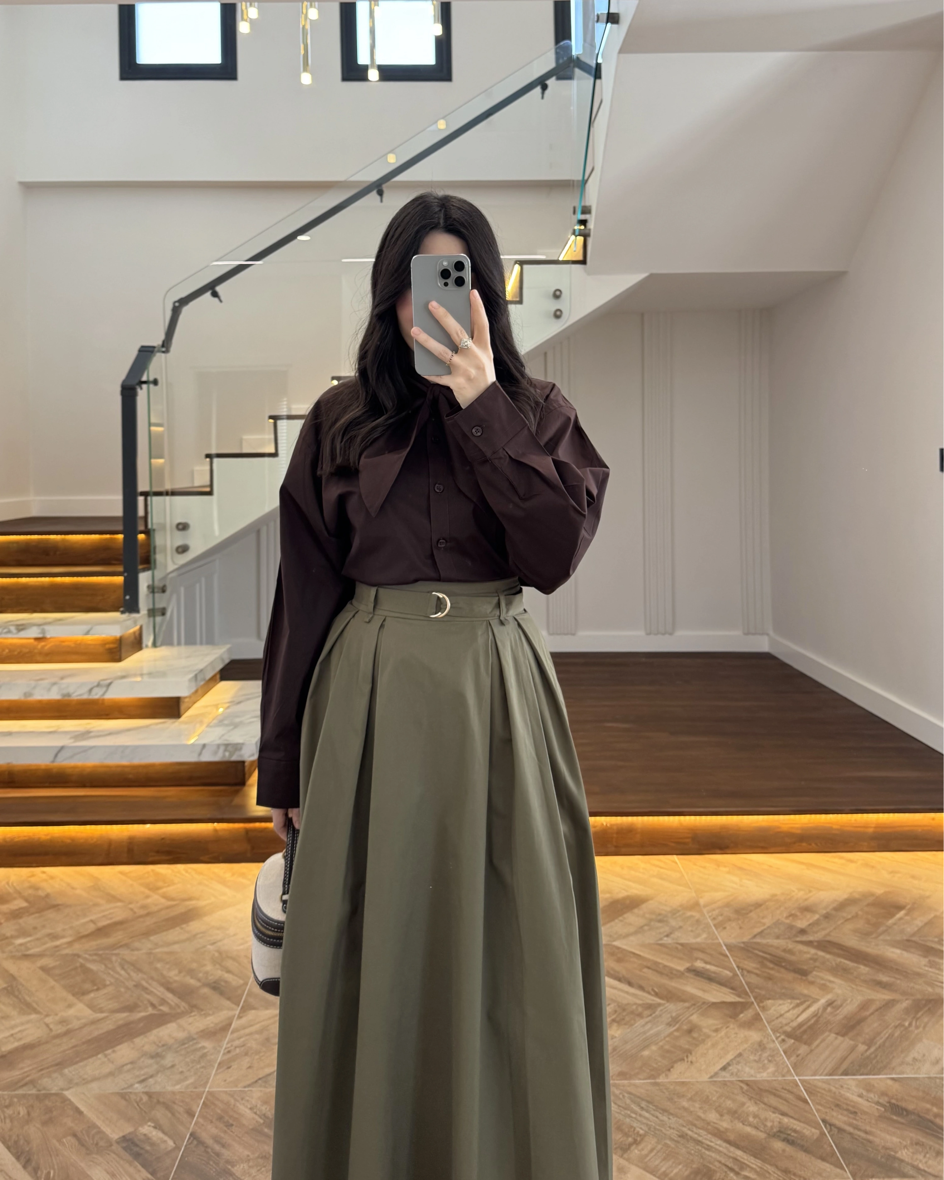 YEŞİL PİLELİ KEMERLİ ETEK -1287