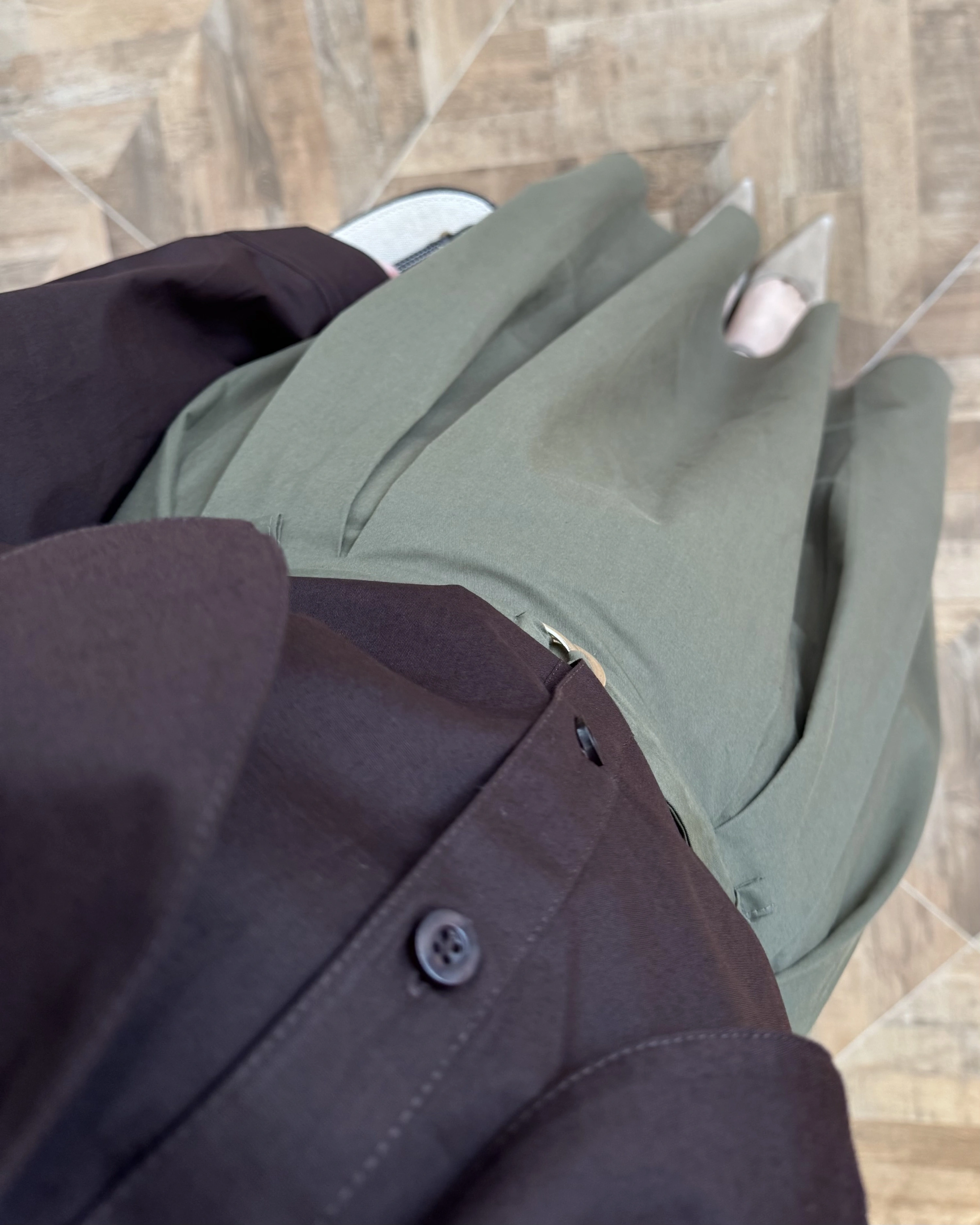 KAHVE FULAR YAKALI GÖMLEK -5407