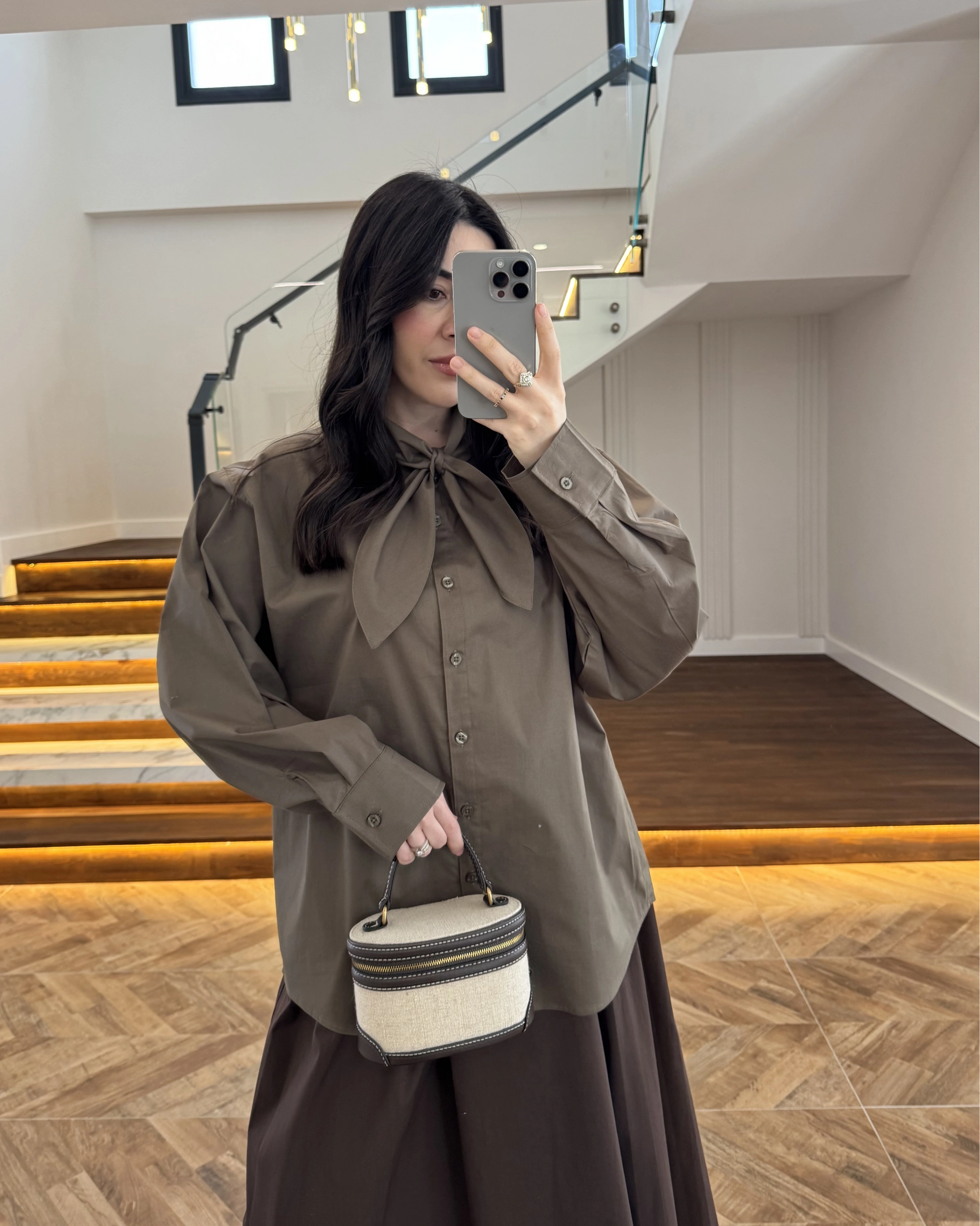 HAKİ FULAR YAKALI GÖMLEK -5407