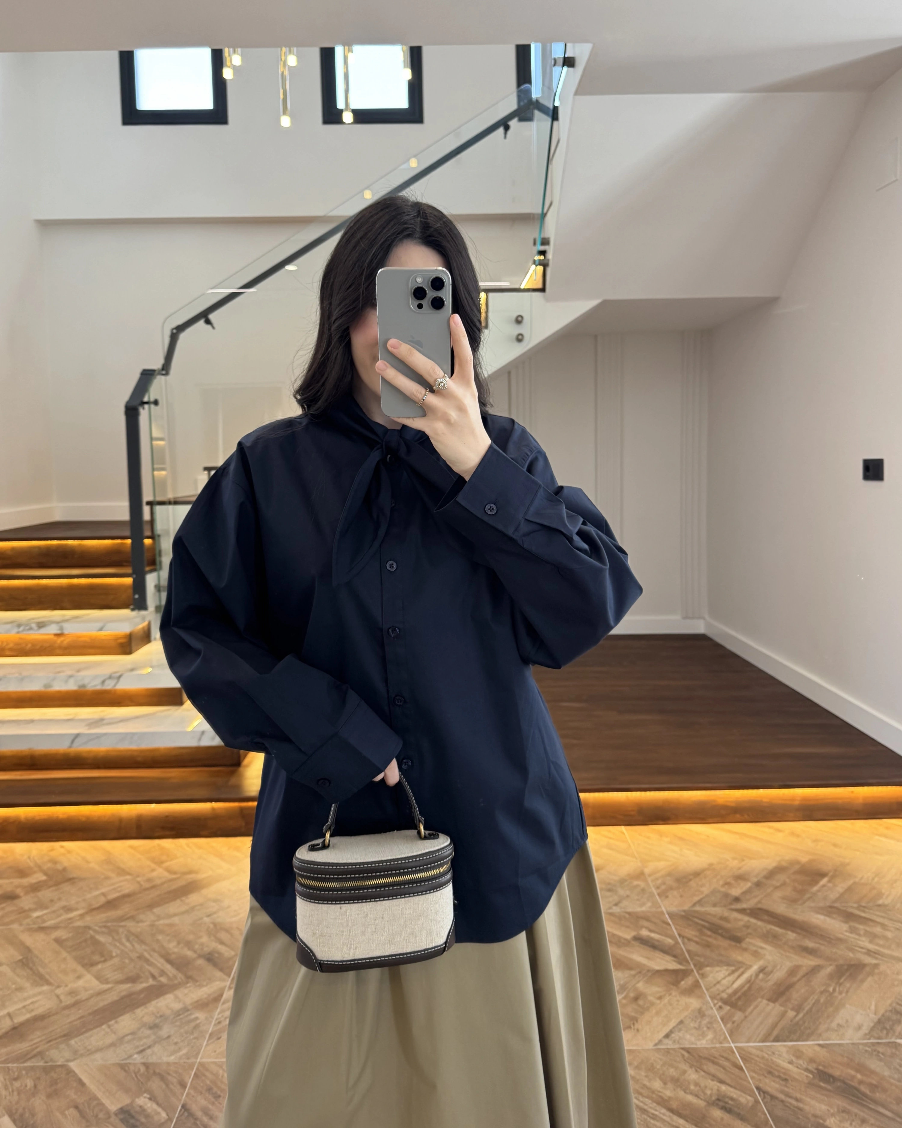 LACİVERT FULAR YAKALI GÖMLEK -5407