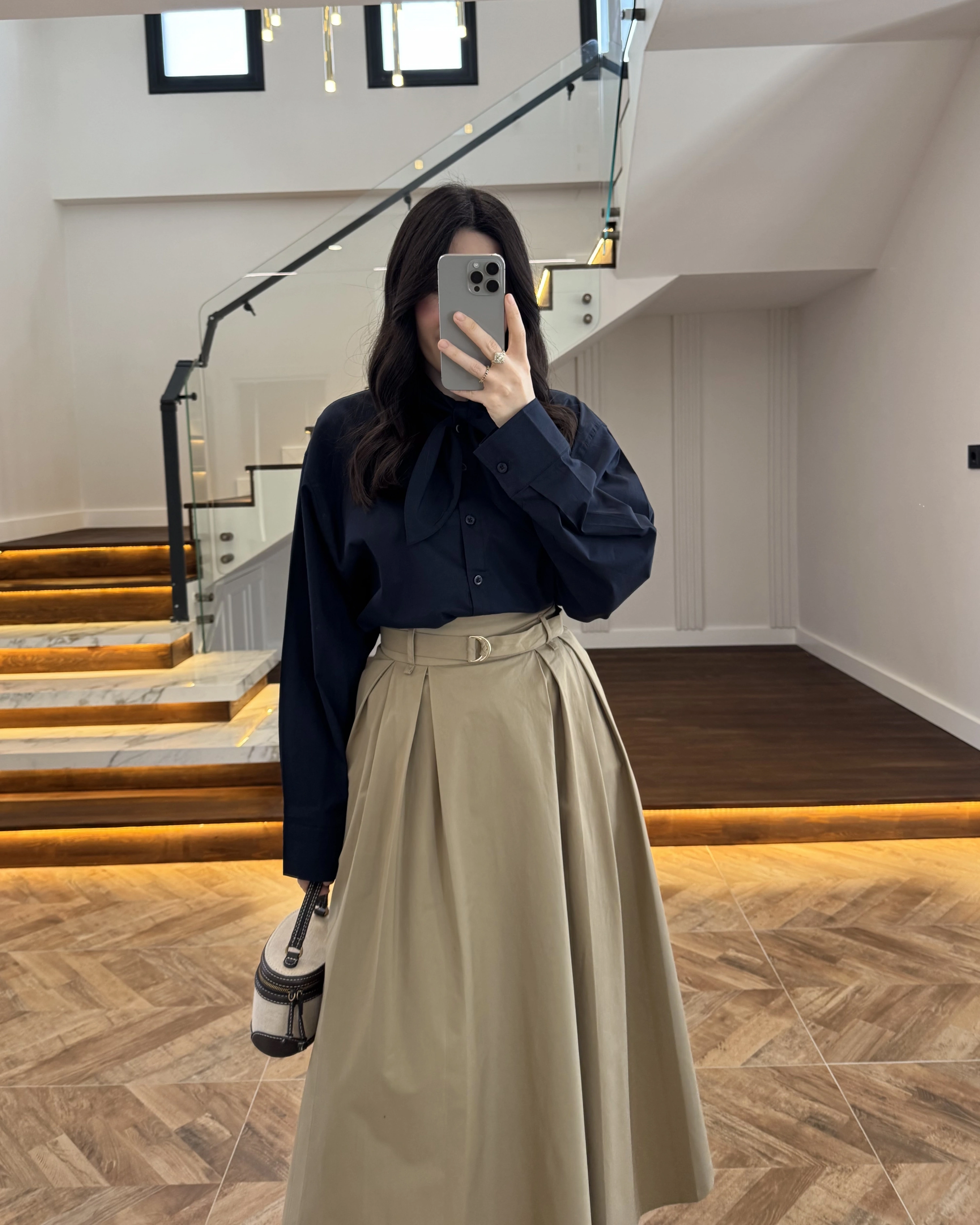 LACİVERT FULAR YAKALI GÖMLEK -5407