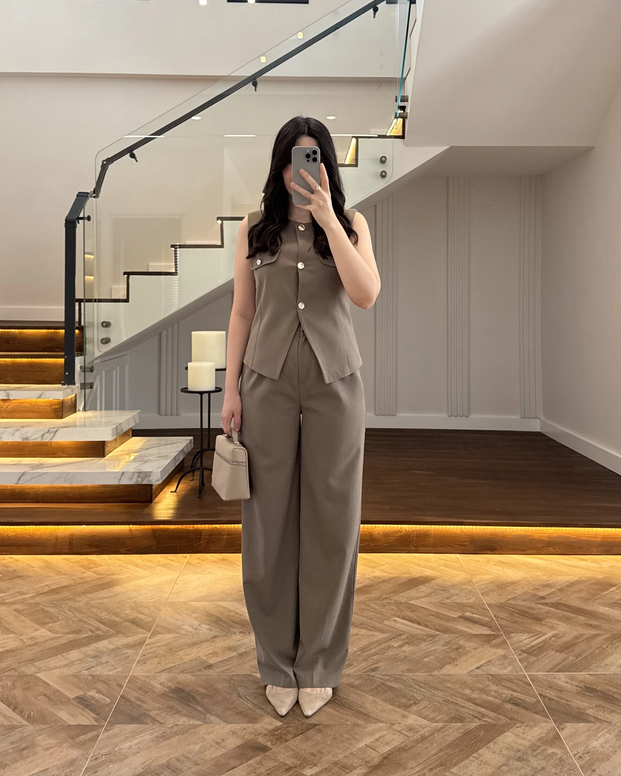 HAKİ GOLD DÜĞMELİ YELEK TAKIM -8907