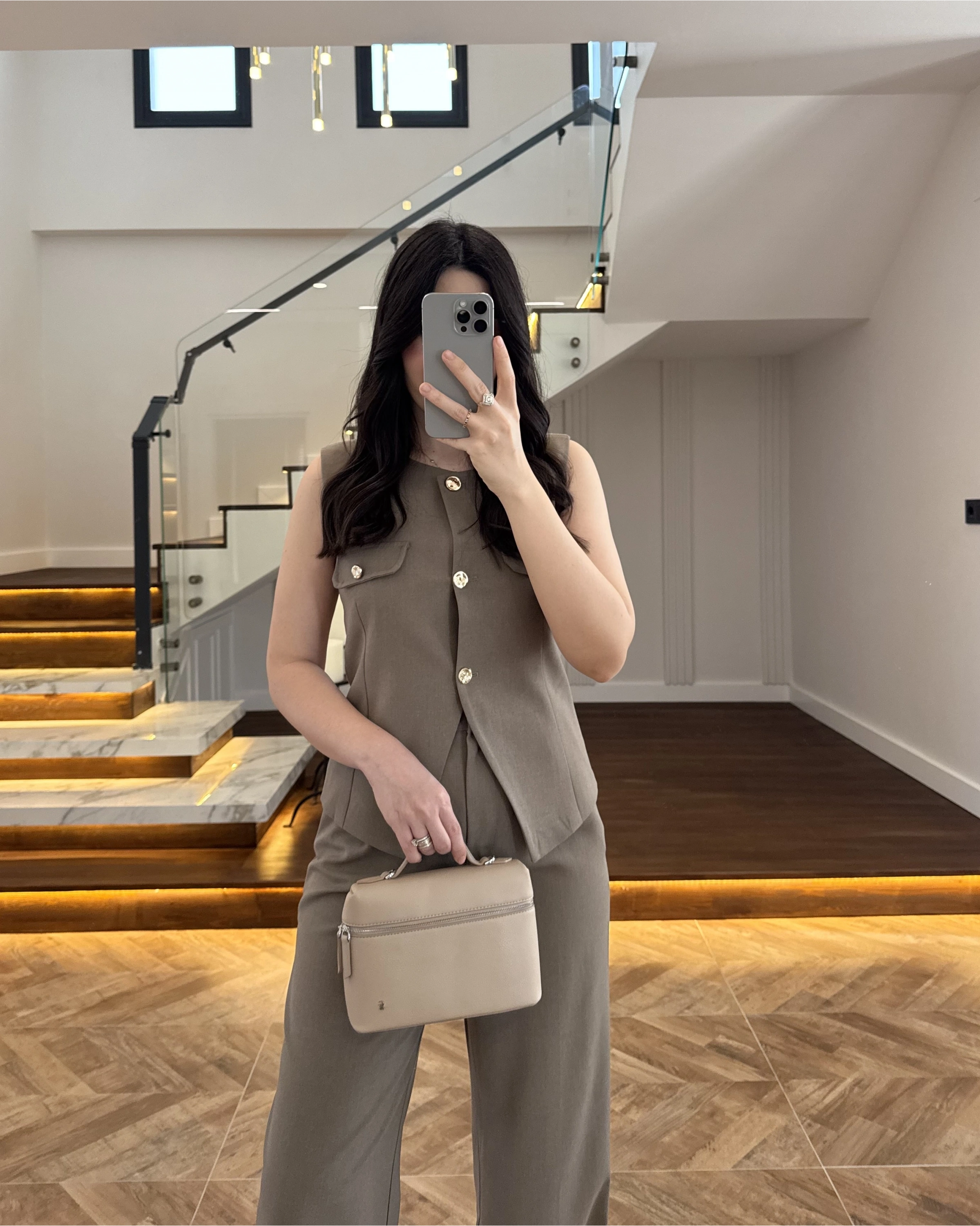 HAKİ GOLD DÜĞMELİ YELEK TAKIM -8907