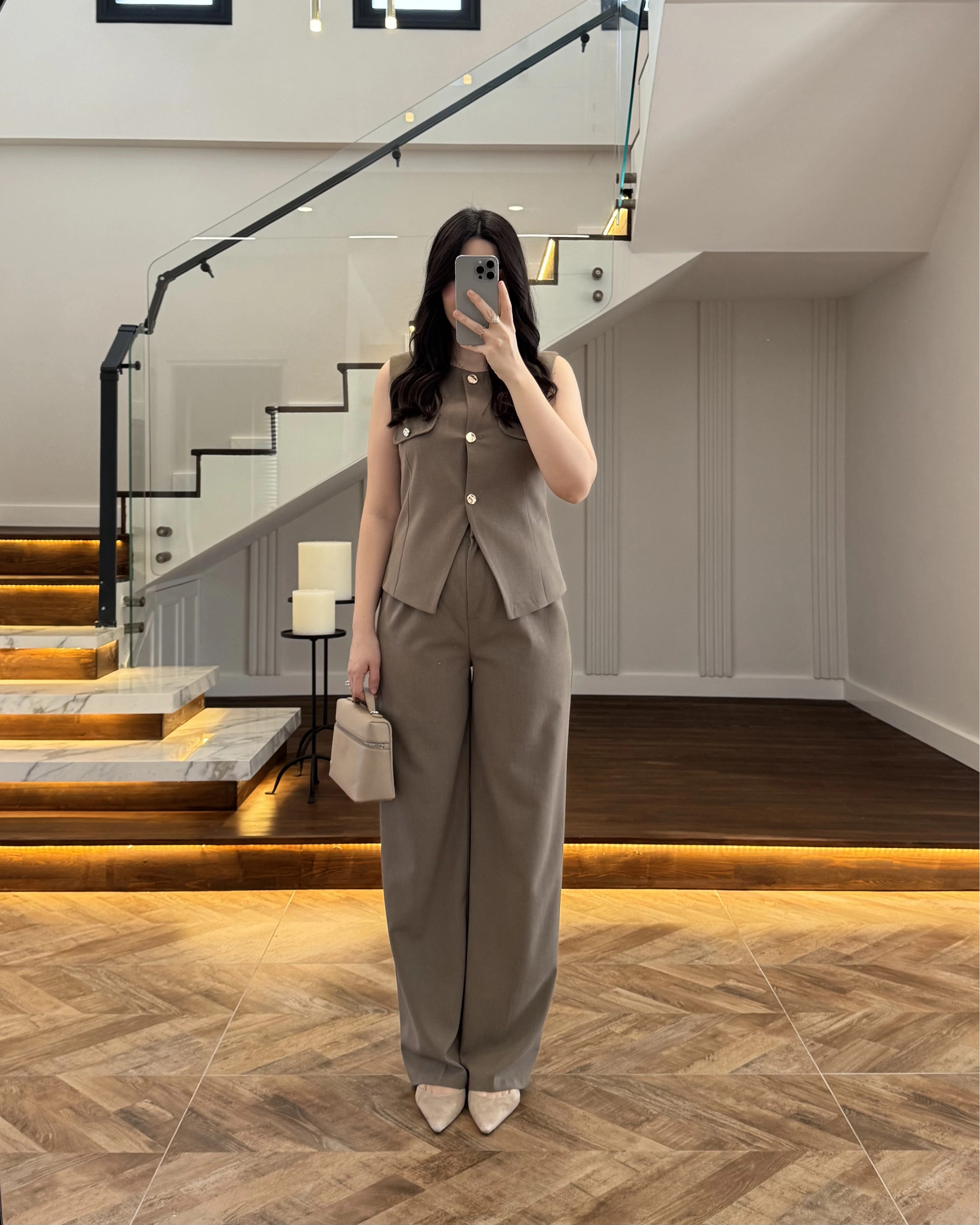 HAKİ GOLD DÜĞMELİ YELEK TAKIM -8907