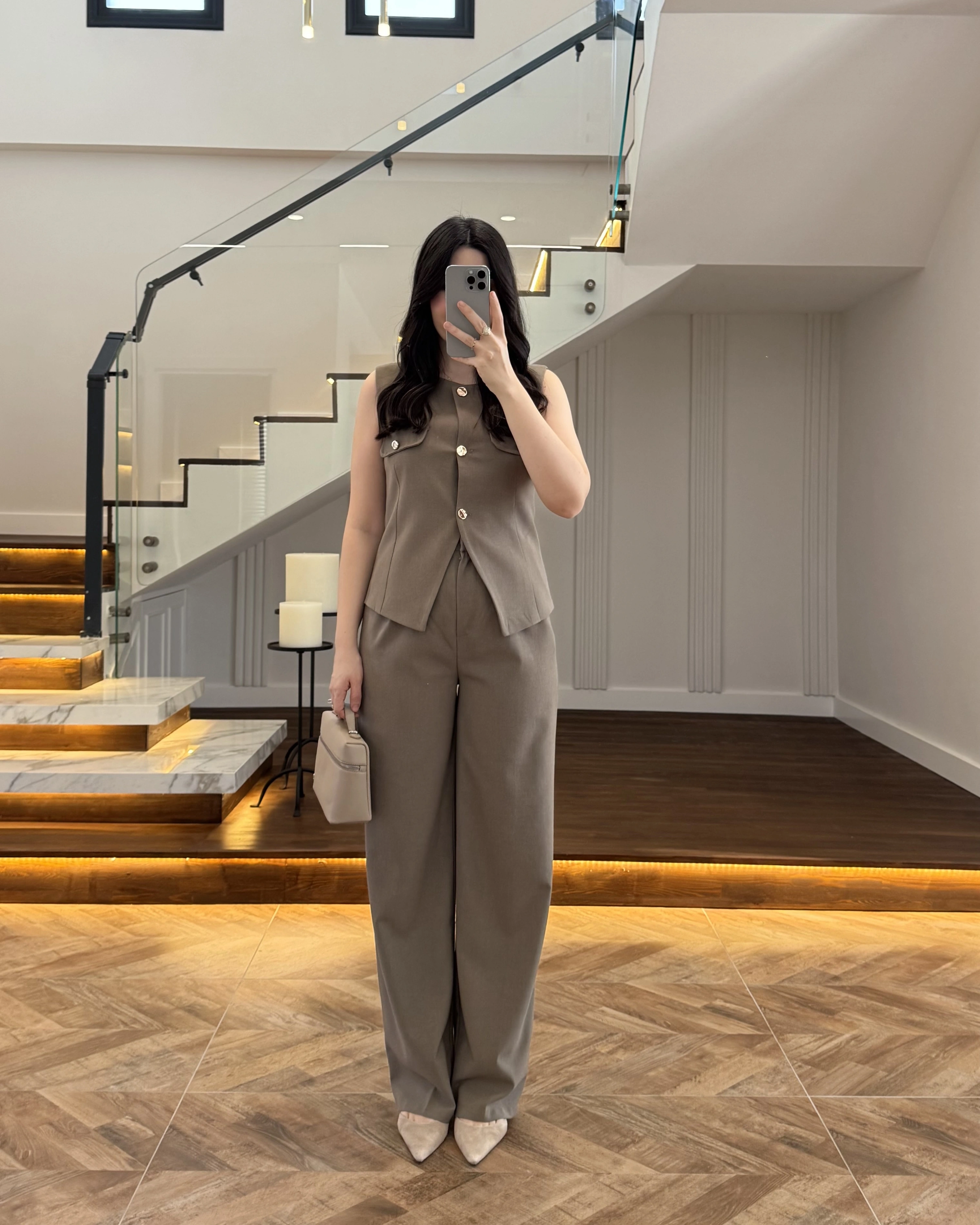 HAKİ GOLD DÜĞMELİ YELEK TAKIM -8907