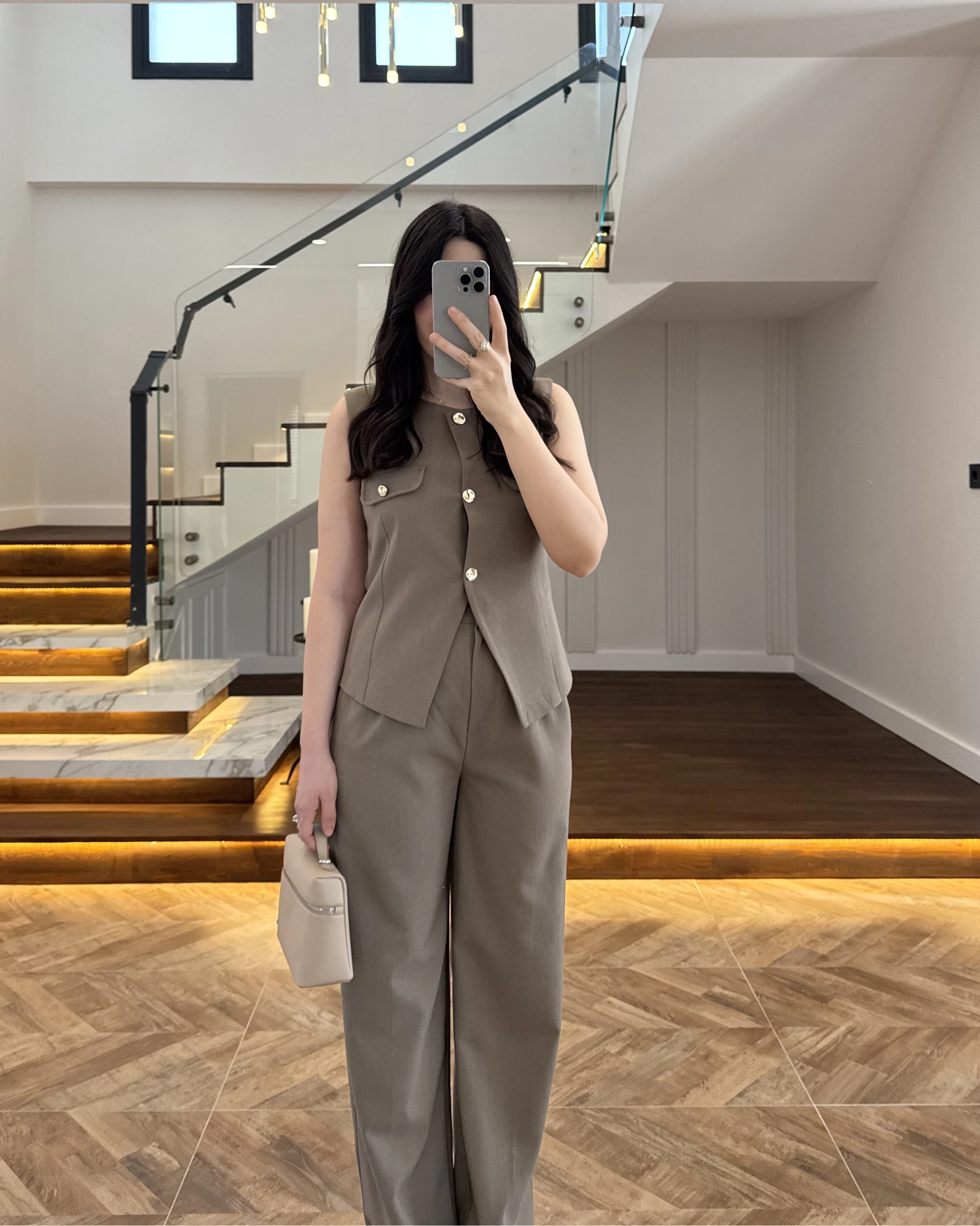 HAKİ GOLD DÜĞMELİ YELEK TAKIM -8907