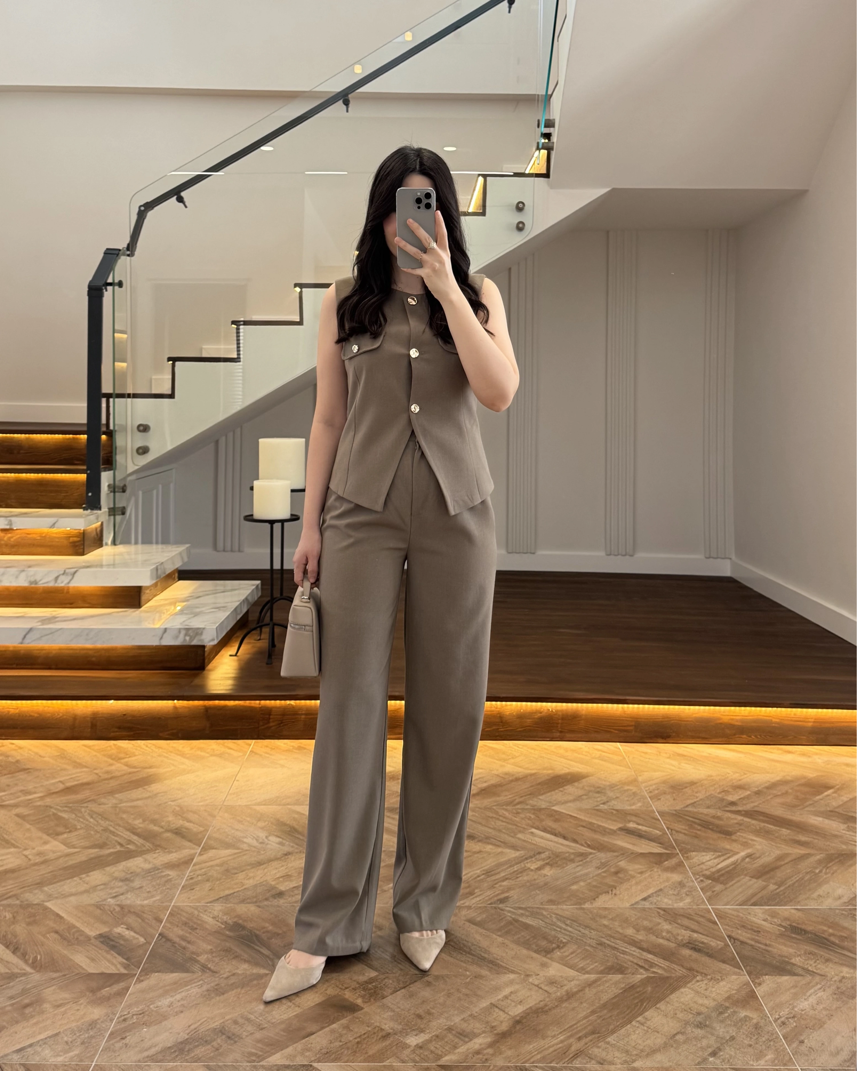 HAKİ GOLD DÜĞMELİ YELEK TAKIM -8907