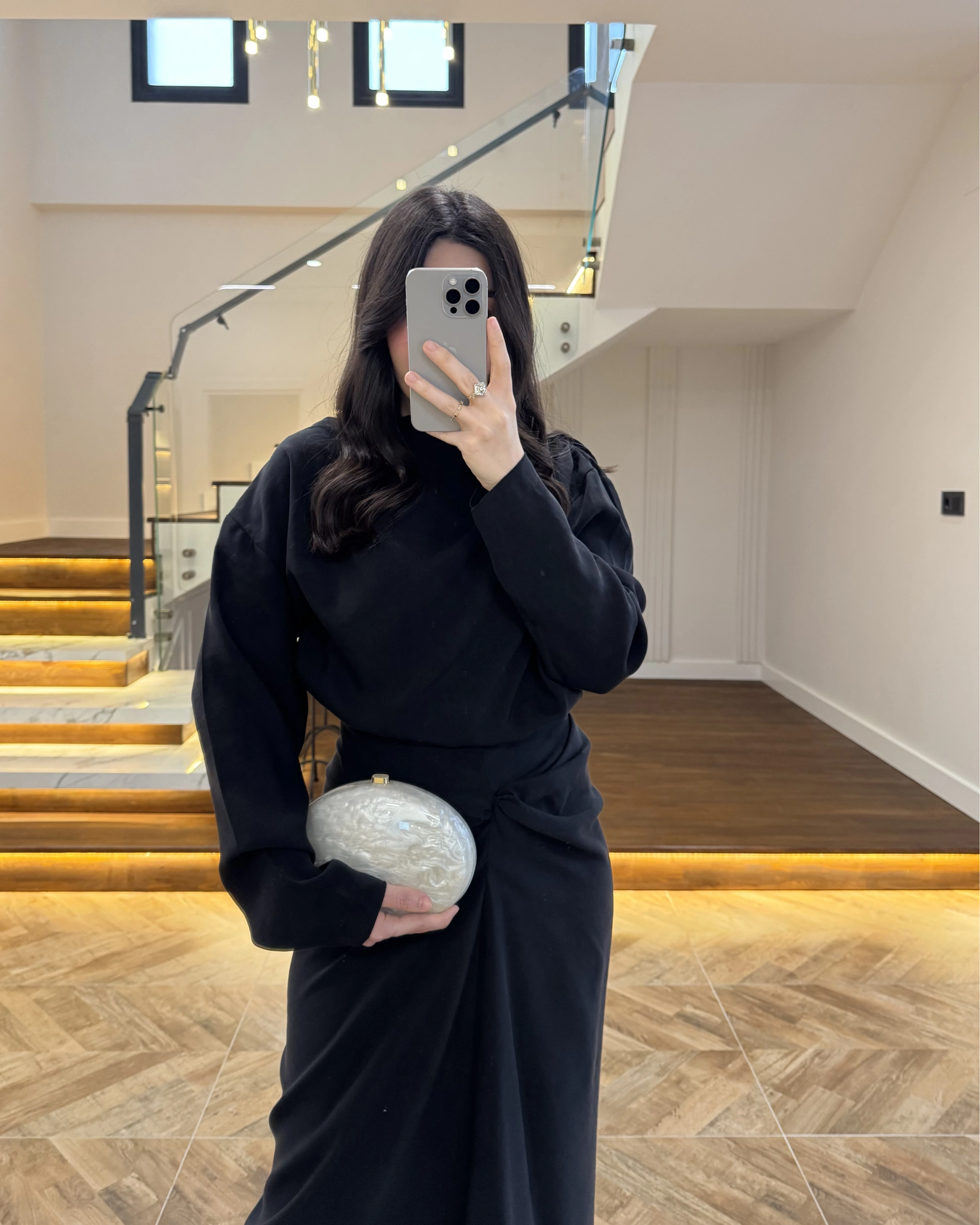 SİYAH ÖNÜ BURGU ETEK TAKIM -0674