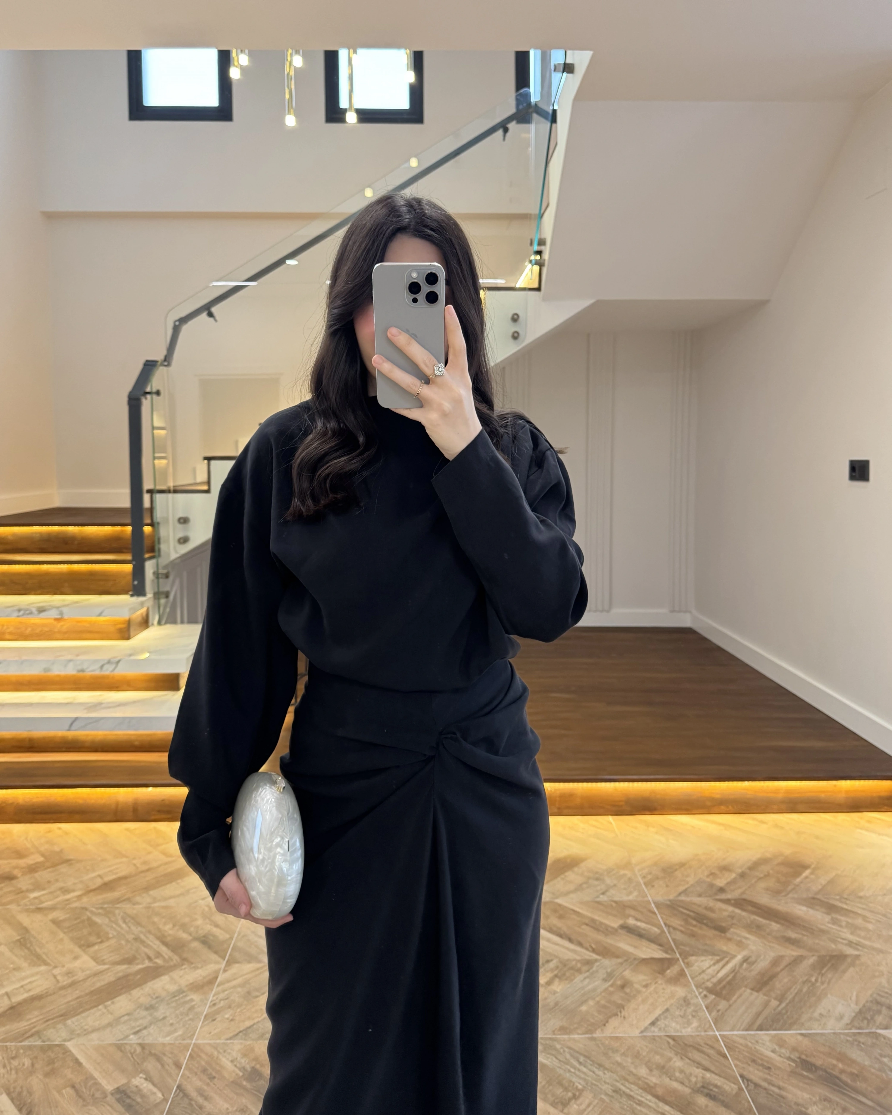 SİYAH ÖNÜ BURGU ETEK TAKIM -0674