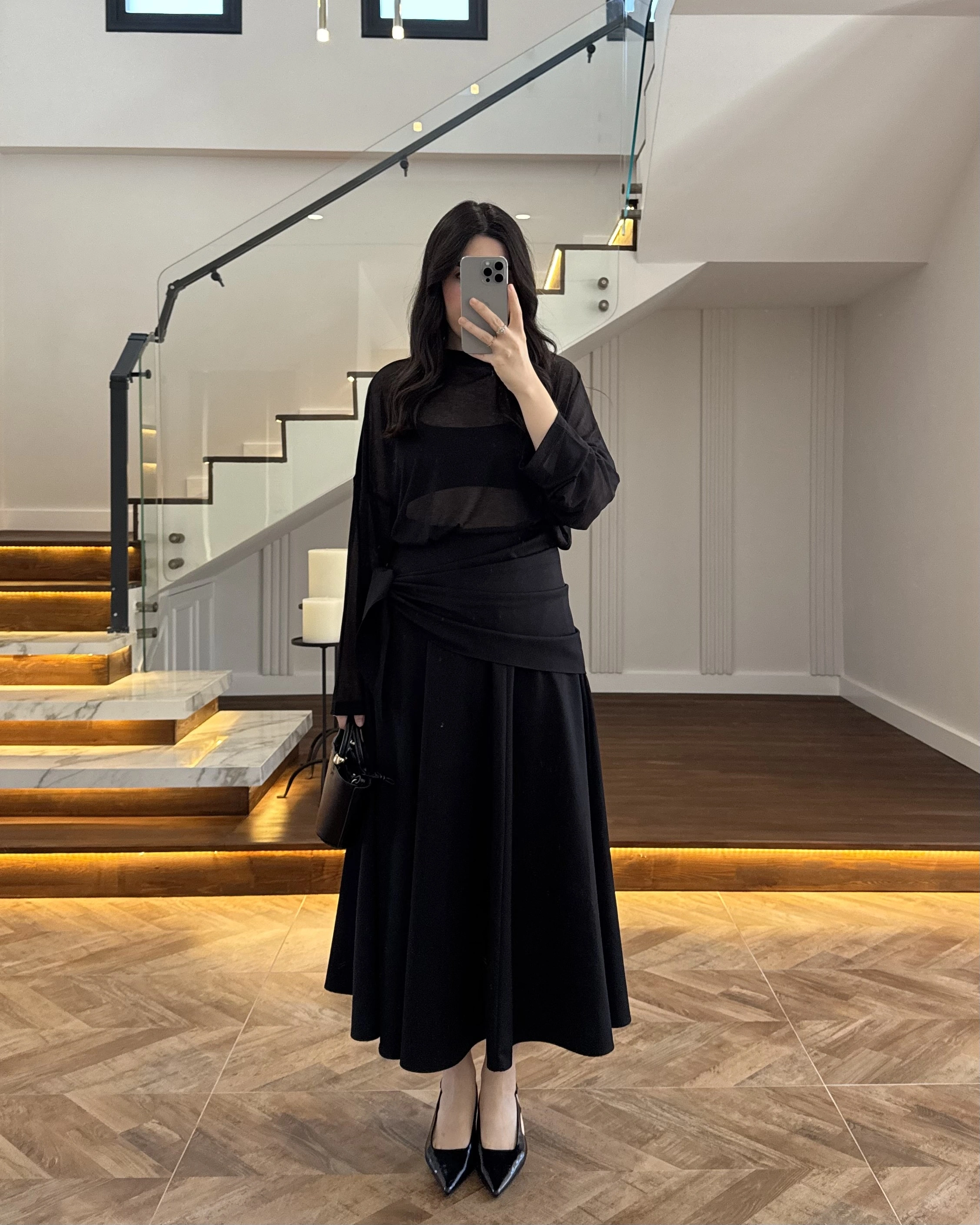 SİYAH ŞAL DETAY ETEK