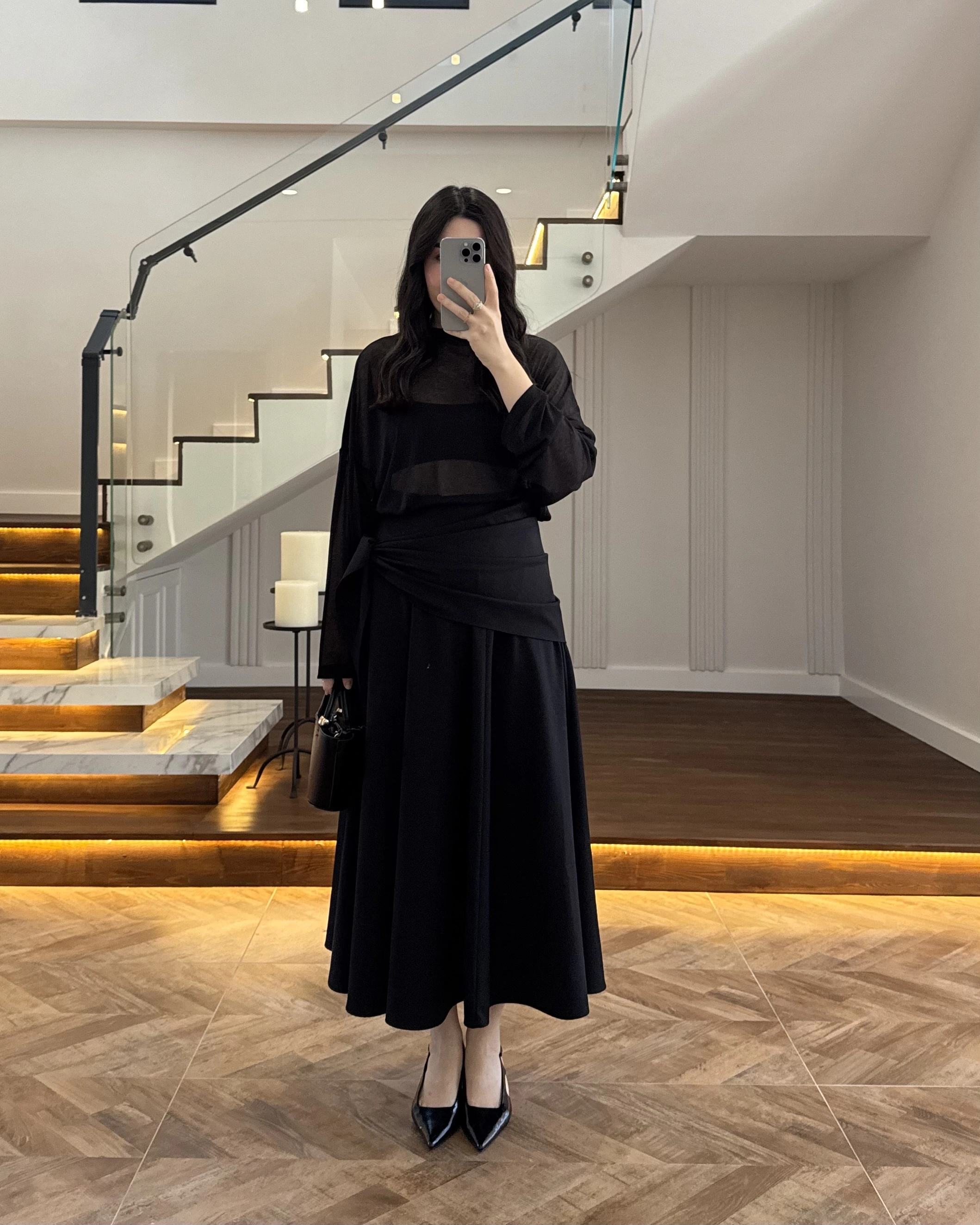 SİYAH ŞAL DETAY ETEK