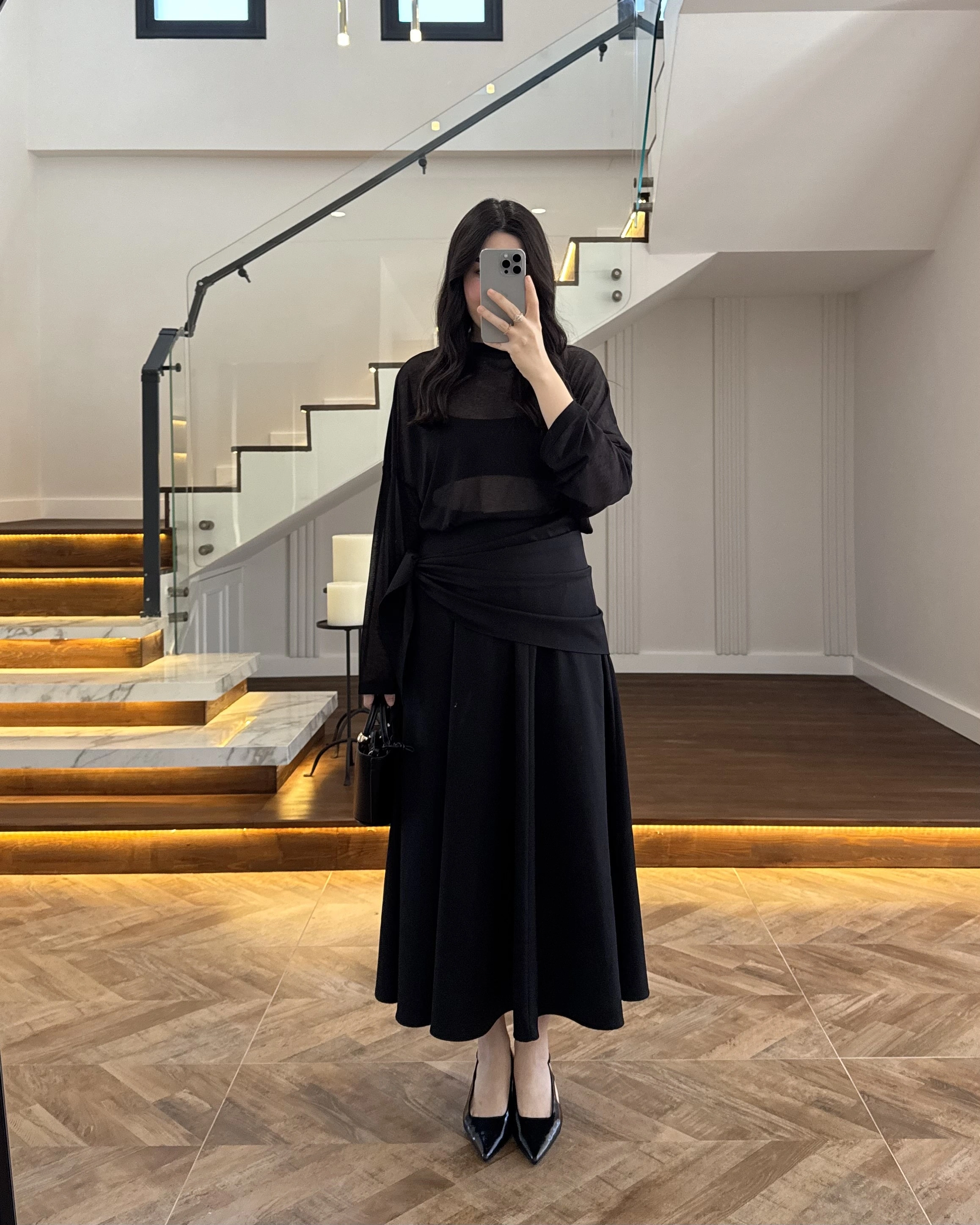 SİYAH ŞAL DETAY ETEK