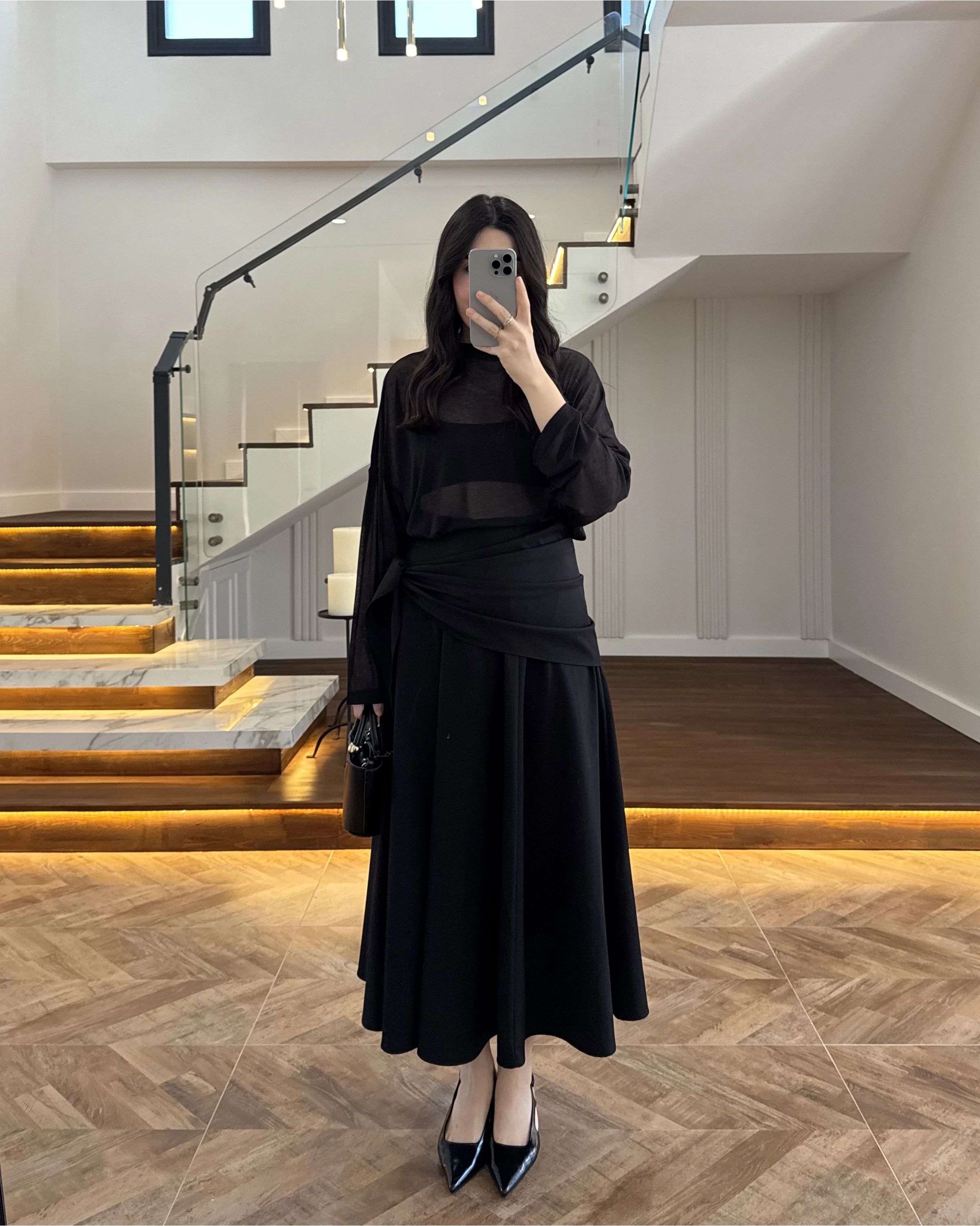 SİYAH ŞAL DETAY ETEK