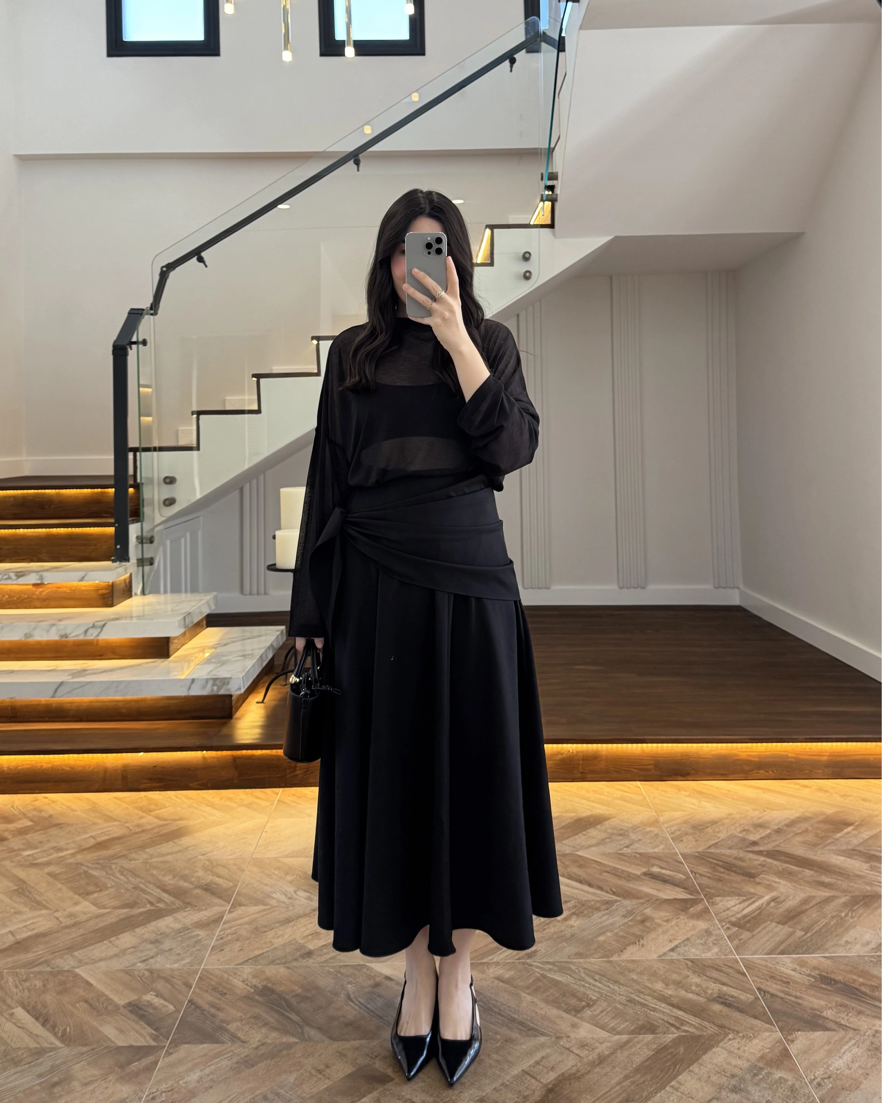 SİYAH ŞAL DETAY ETEK