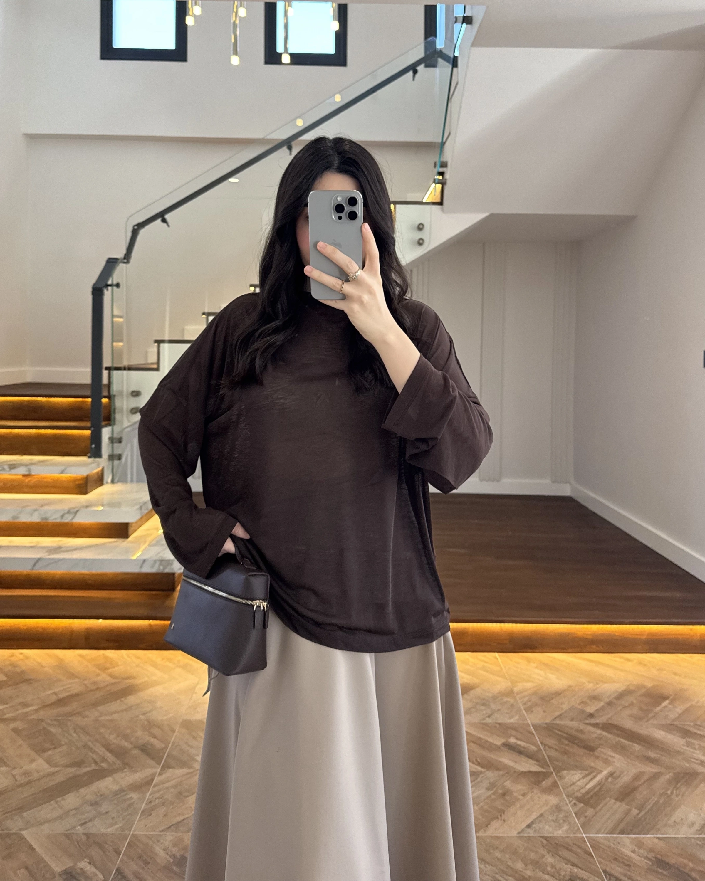 KAHVERENGİ TRANSPARAN BLUZ