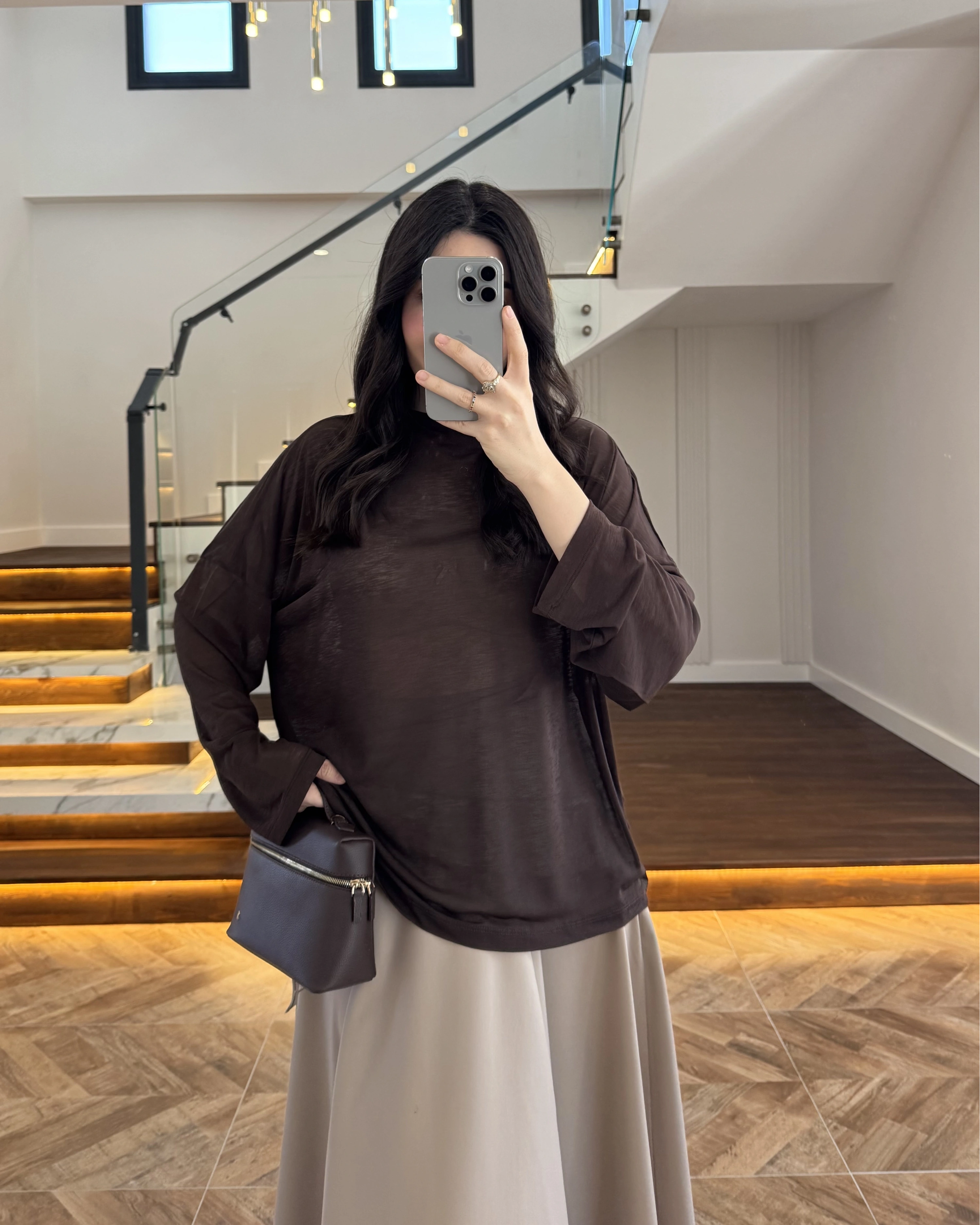 KAHVERENGİ TRANSPARAN BLUZ