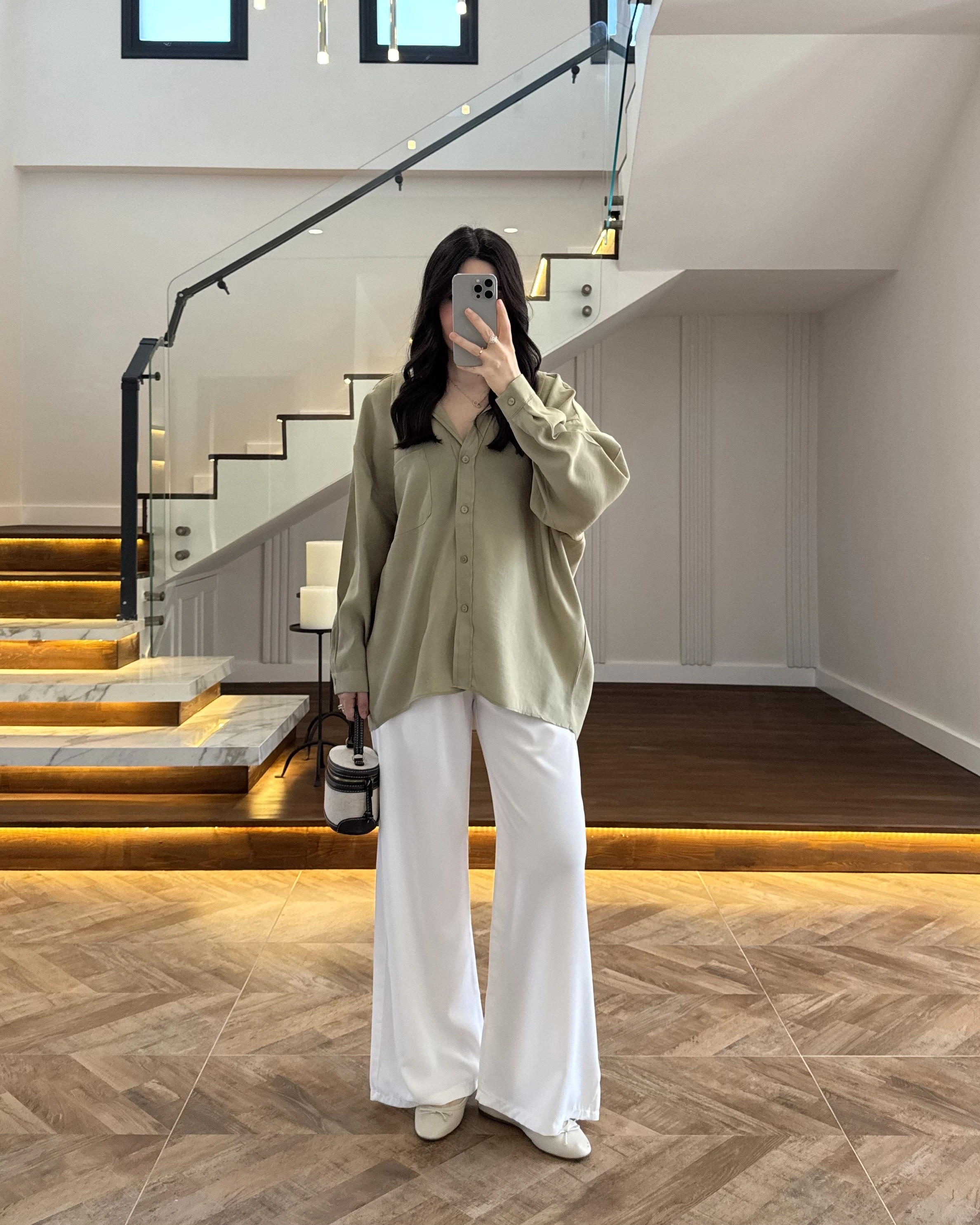 MİNT DÜŞÜK OMUZLU MODAL GÖMLEK -5050