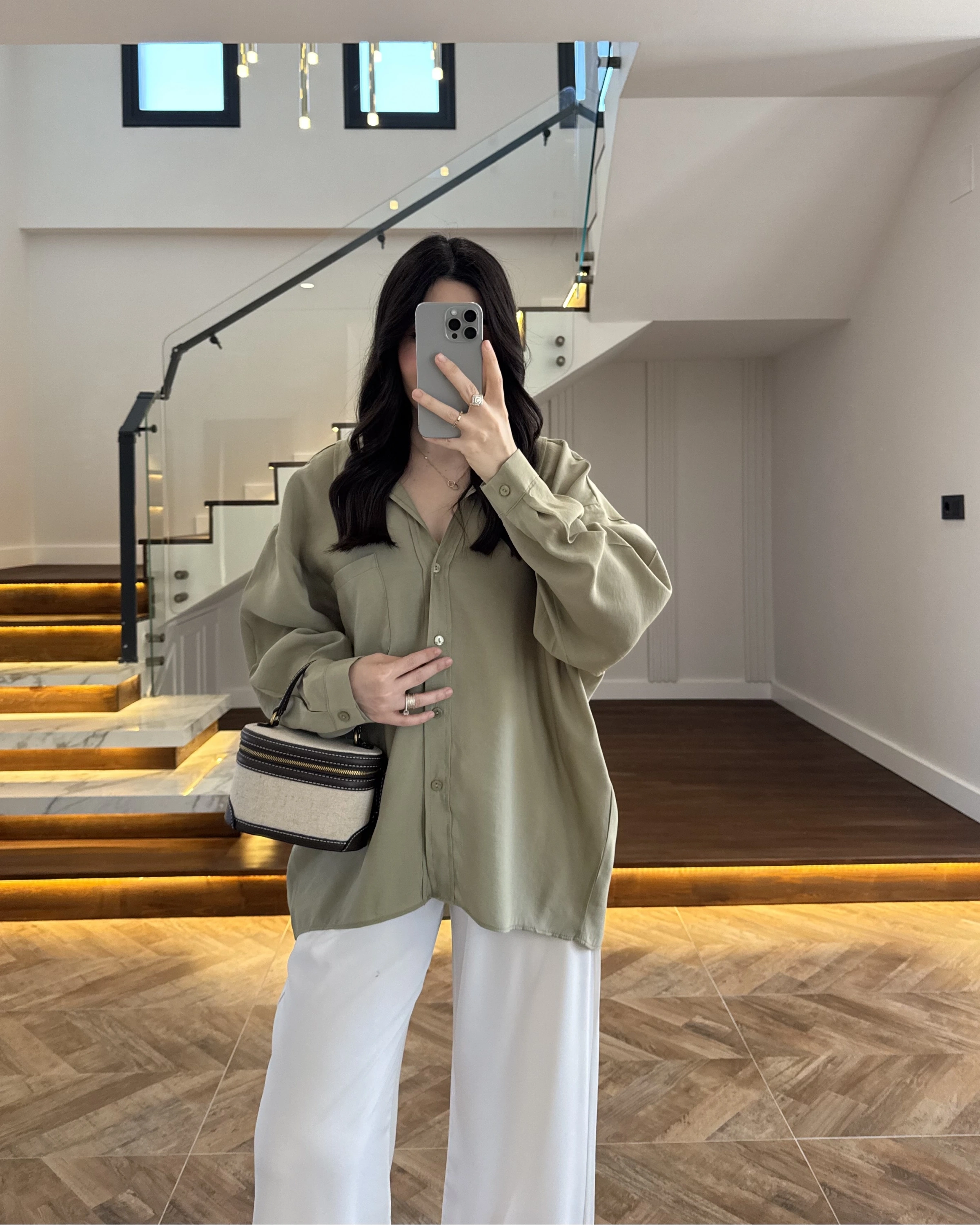 MİNT DÜŞÜK OMUZLU MODAL GÖMLEK -5050