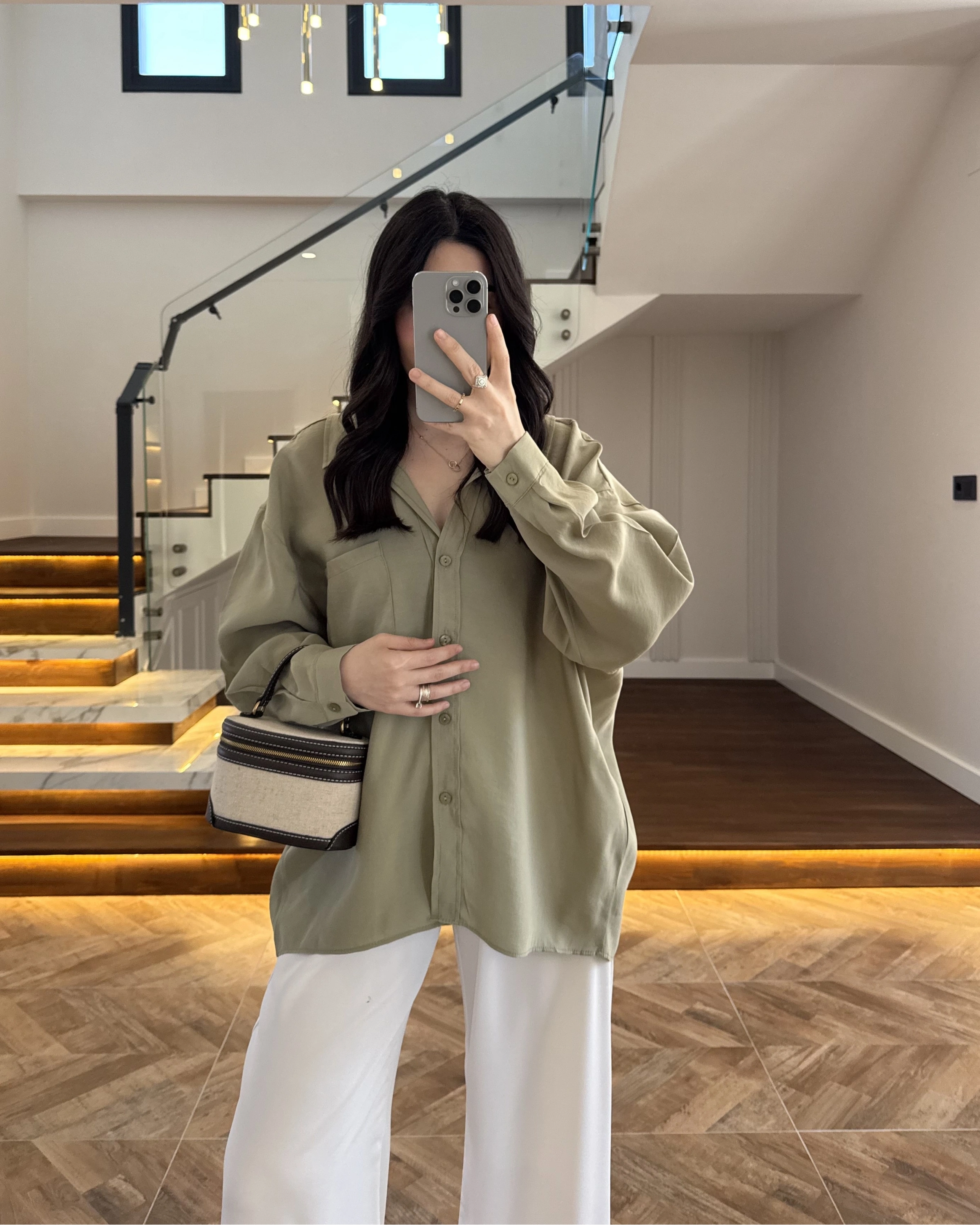 MİNT DÜŞÜK OMUZLU MODAL GÖMLEK -5050