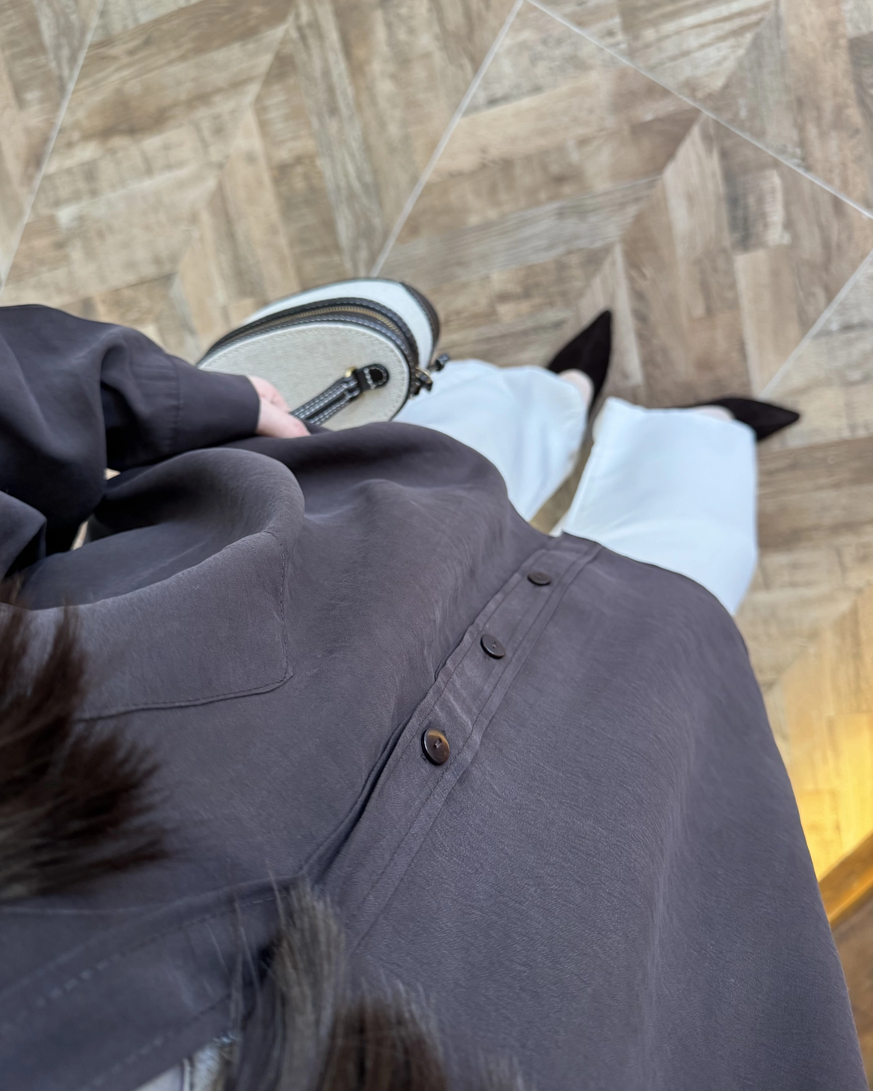 KAHVE DÜŞÜK OMUZLU MODAL GÖMLEK -5050