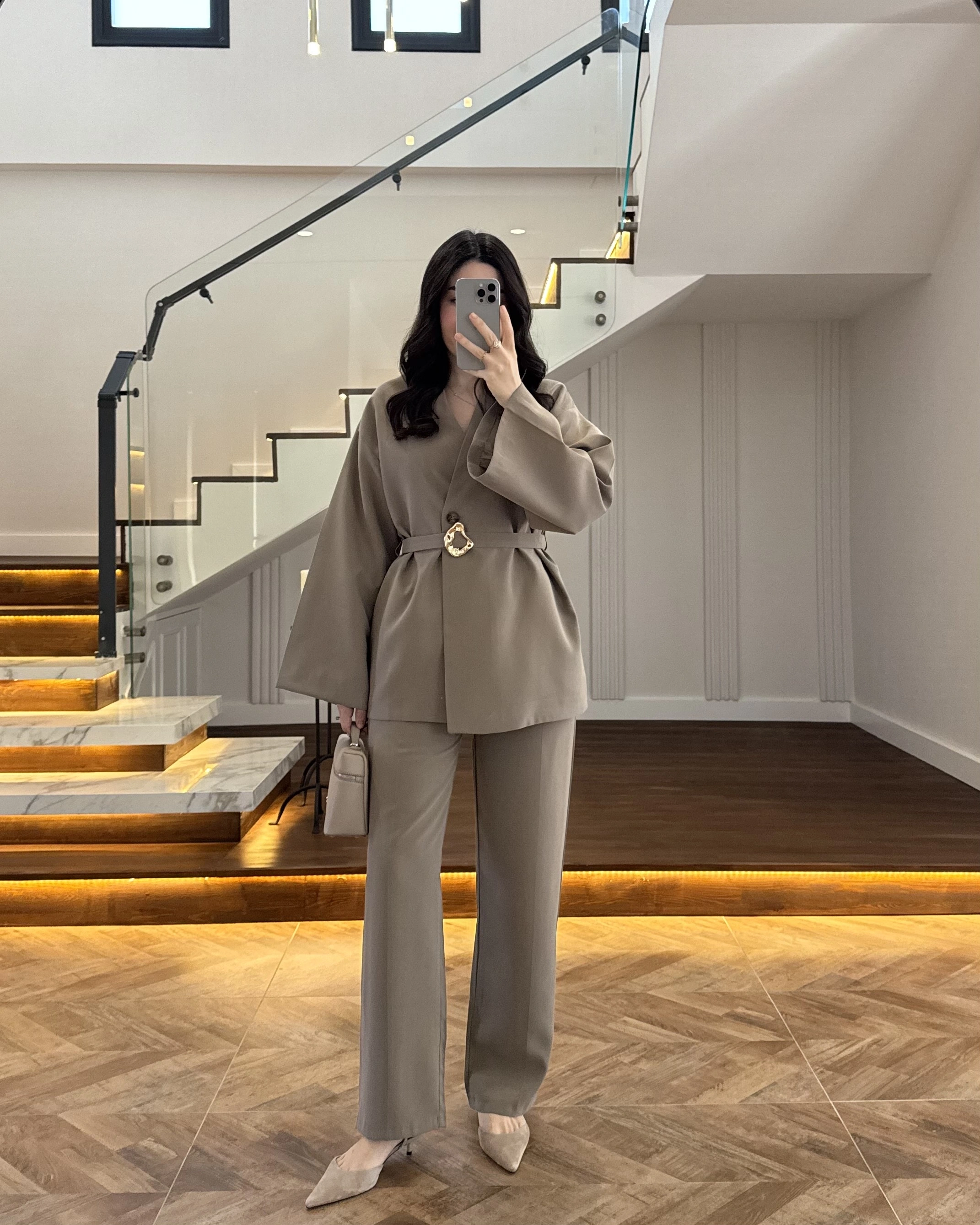 HAKİ ÖNÜ DÜĞMELİ TOKALI TAKIM-9021