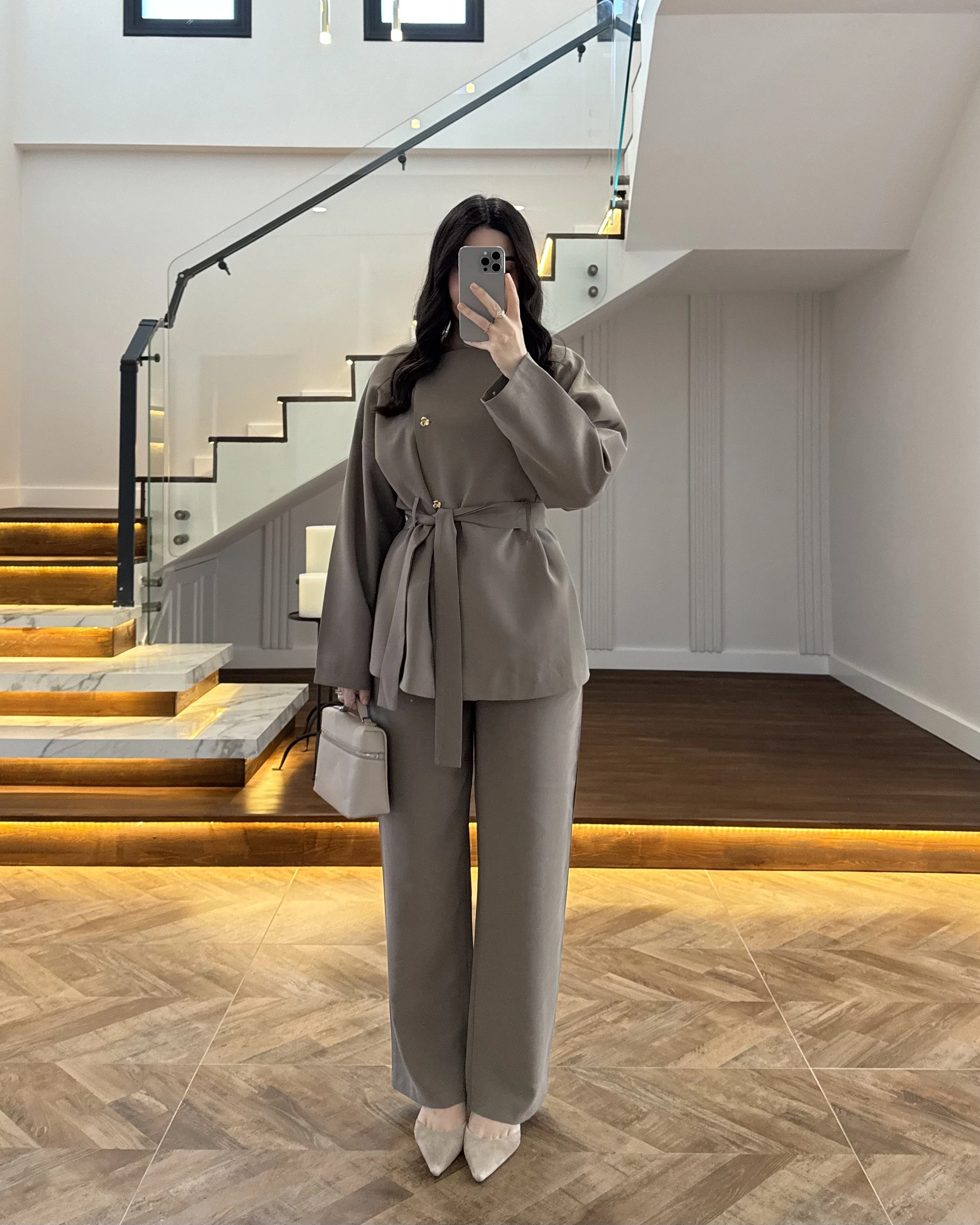 HAKİ ASİMETRİK GOLD DÜĞMELİ TAKIM-9023