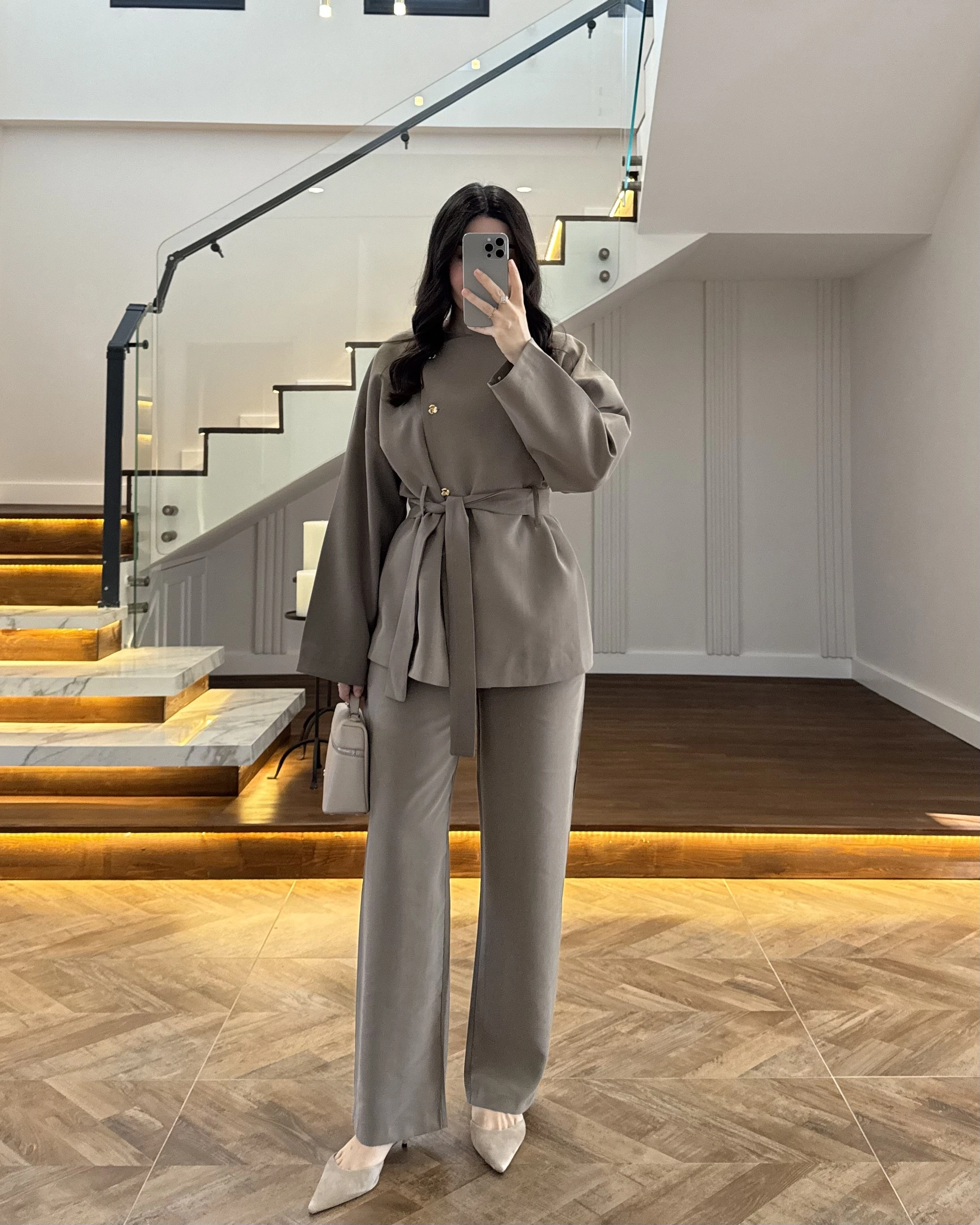 HAKİ ASİMETRİK GOLD DÜĞMELİ TAKIM-9023