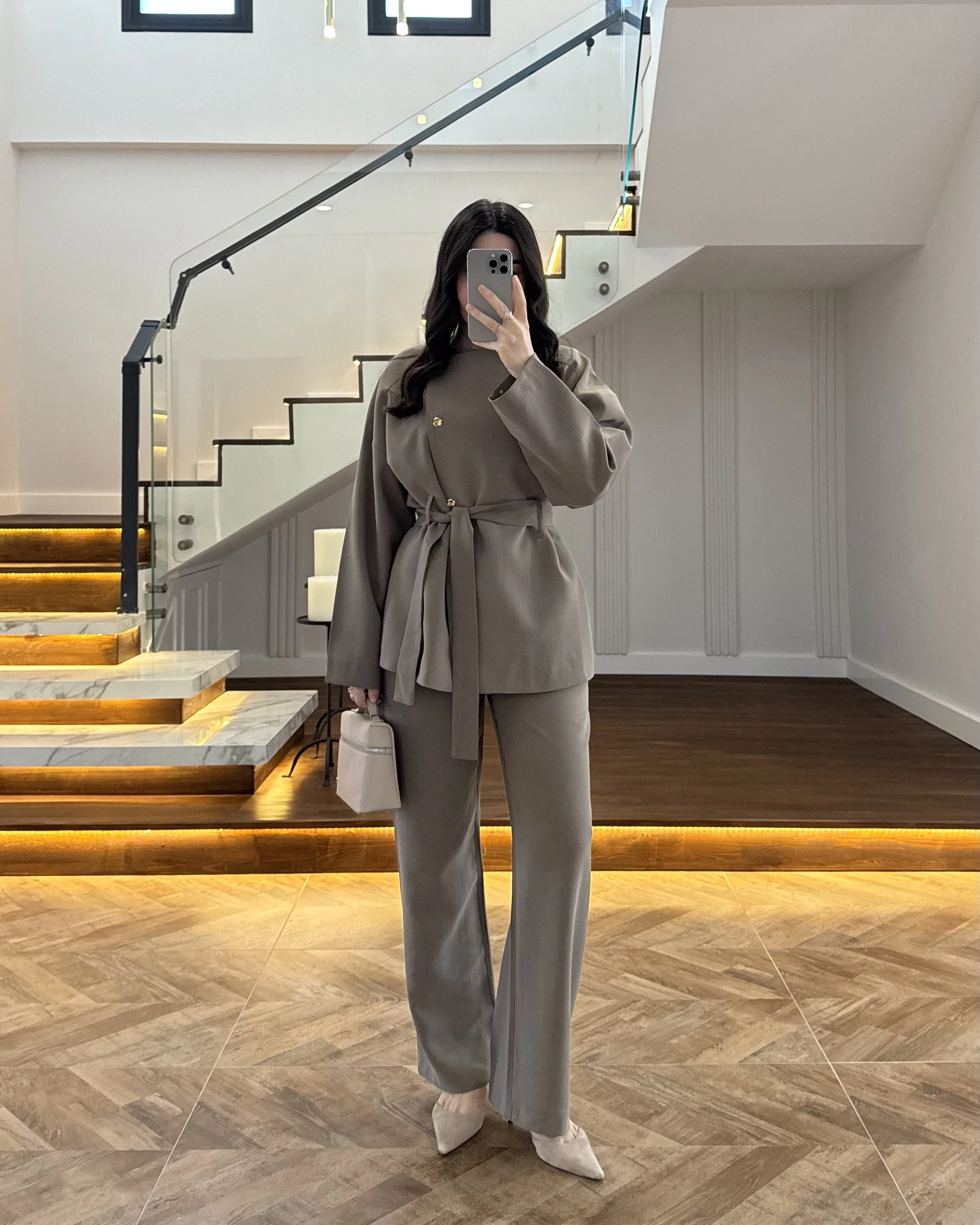 HAKİ ASİMETRİK GOLD DÜĞMELİ TAKIM-9023