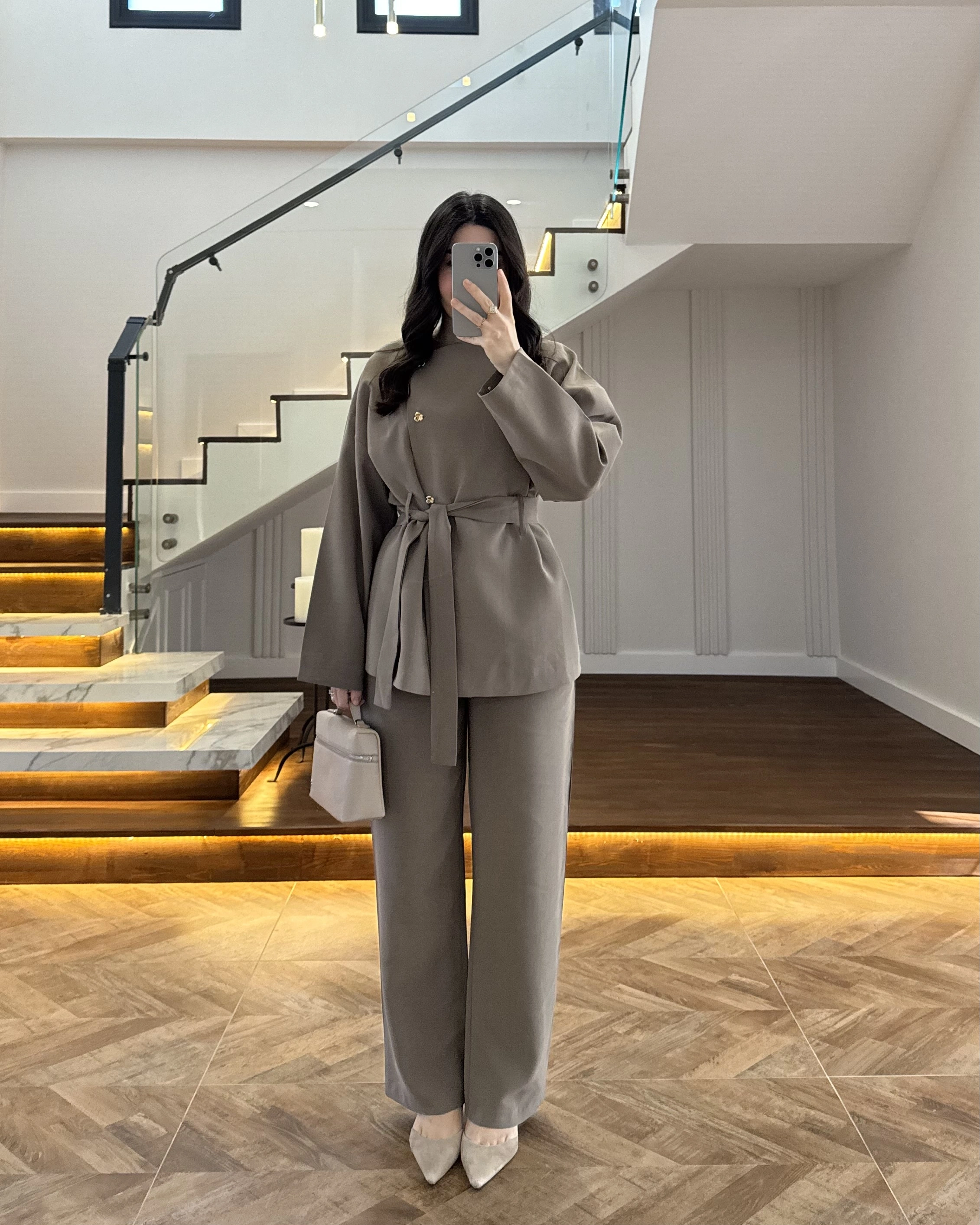 HAKİ ASİMETRİK GOLD DÜĞMELİ TAKIM-9023