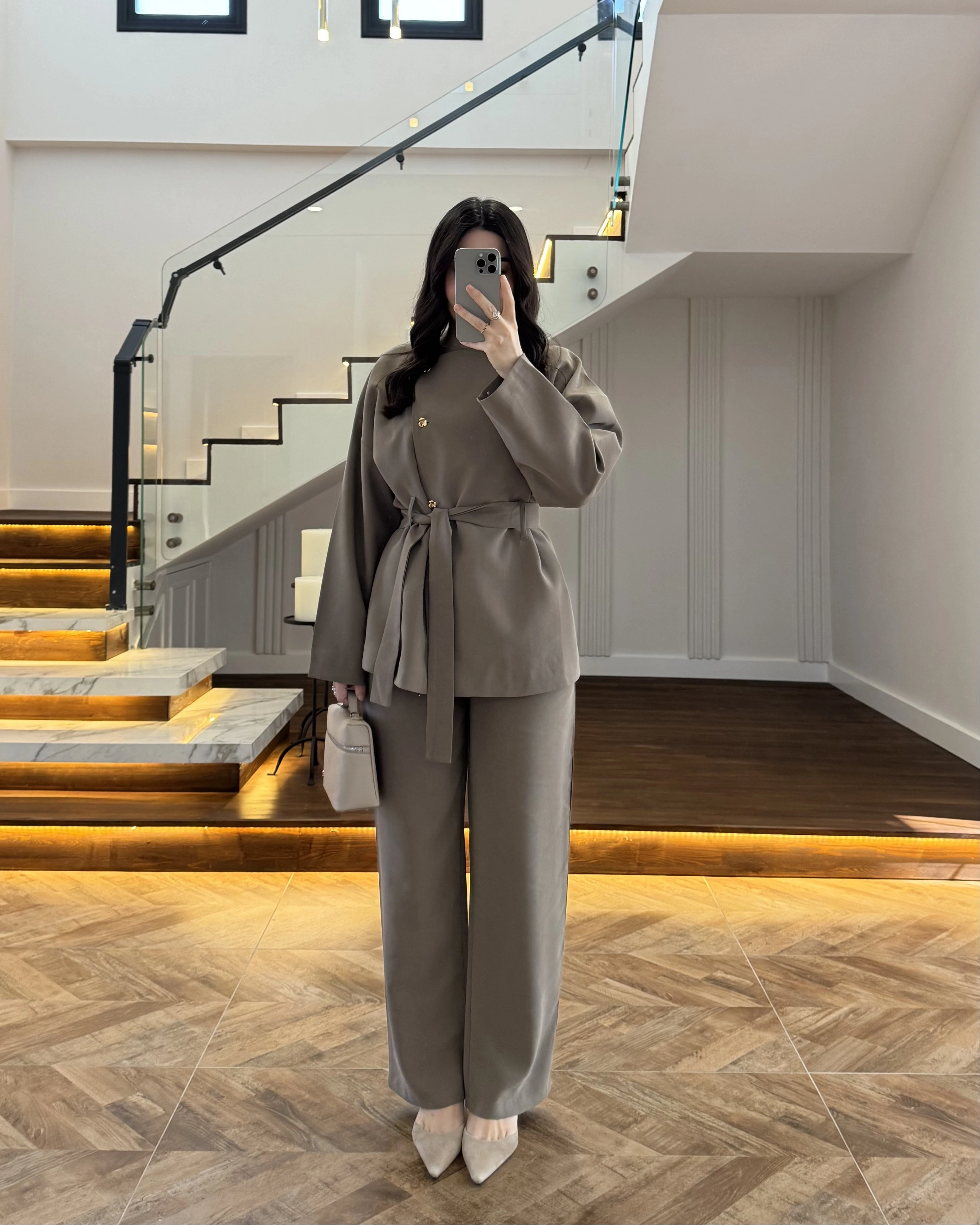 HAKİ ASİMETRİK GOLD DÜĞMELİ TAKIM-9023