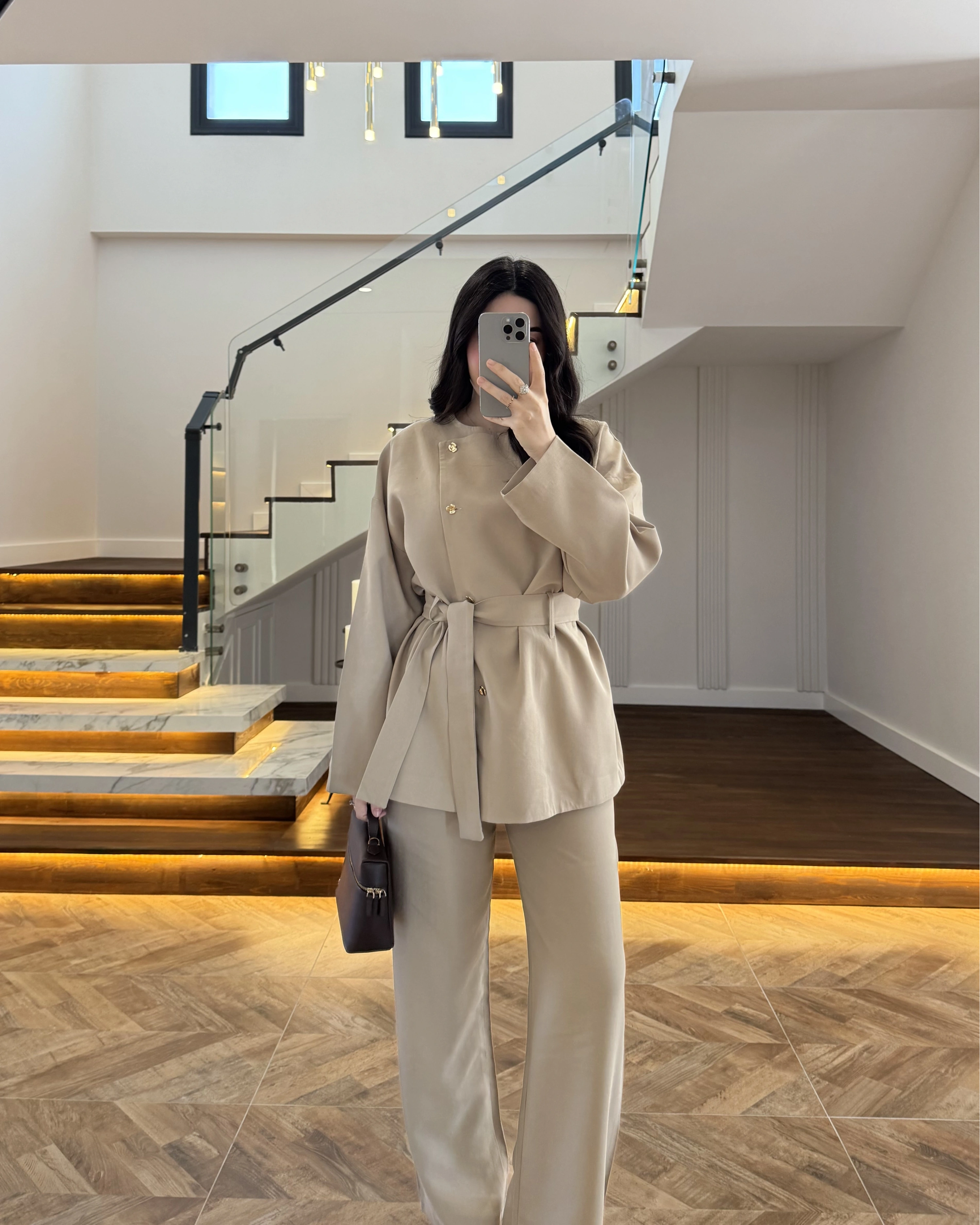 VİZON ASİMETRİK GOLD DÜĞMELİ TAKIM-9023