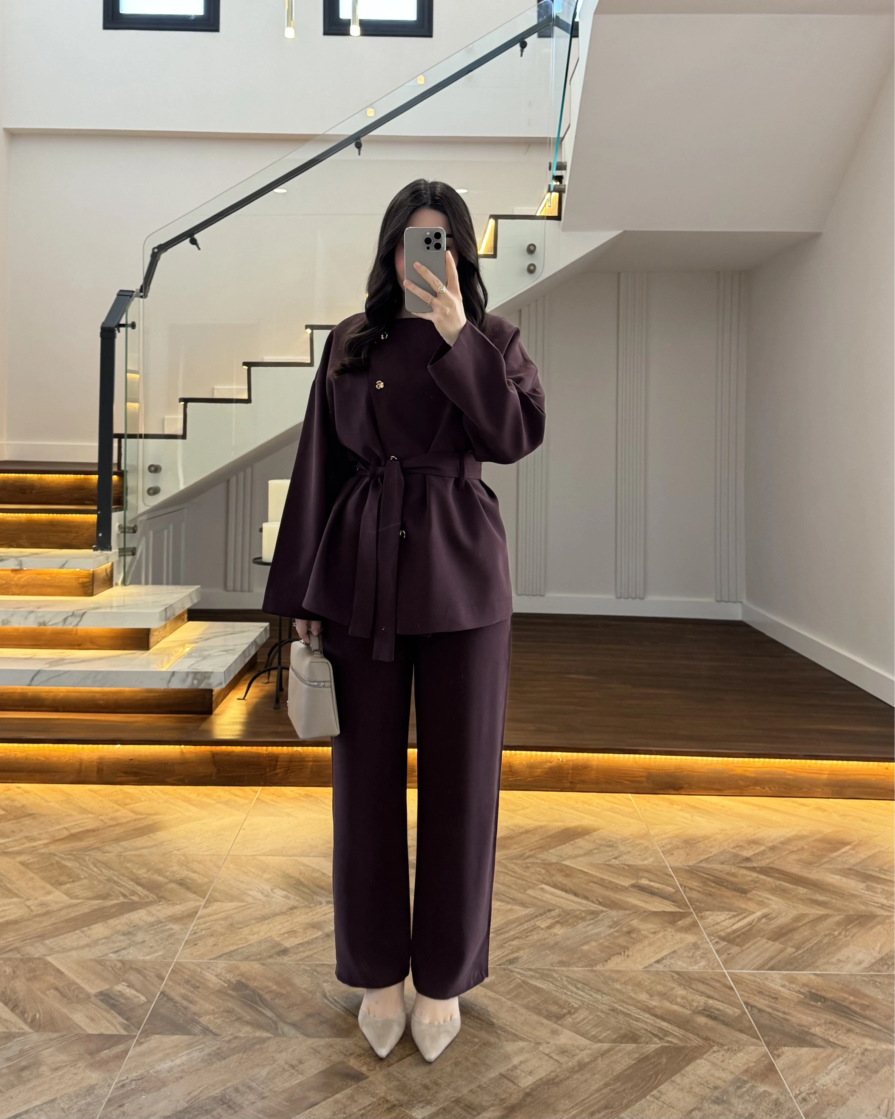 MÜRDÜM ASİMETRİK GOLD DÜĞMELİ TAKIM-9023