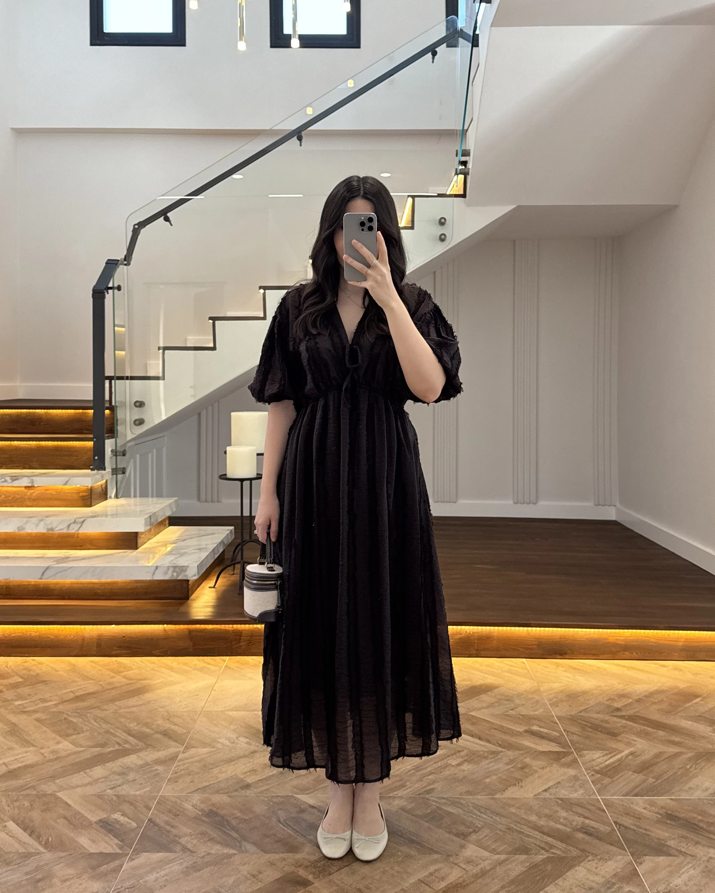 KAHVE PÜSKÜLLÜ ELBİSE - 3075