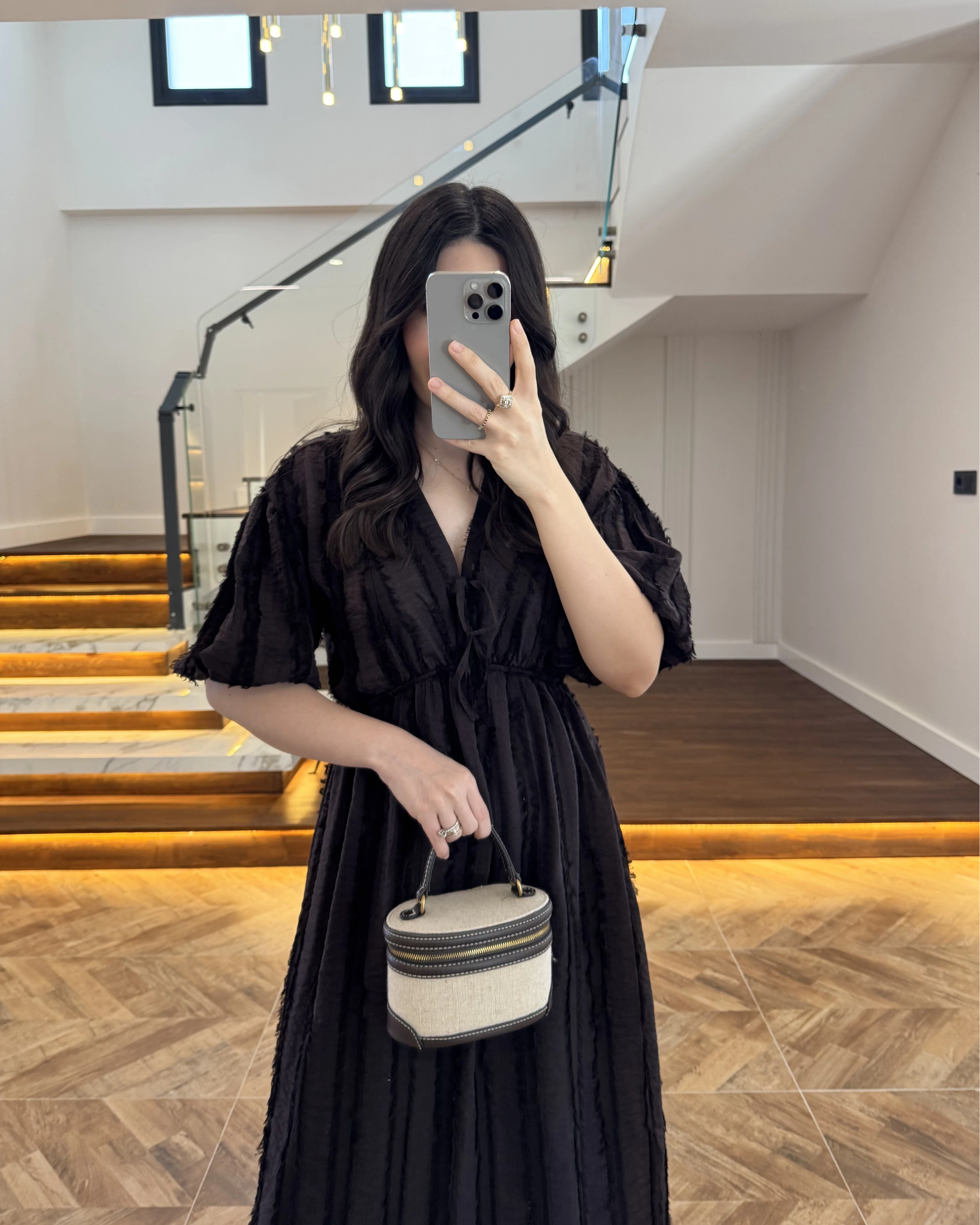 KAHVE PÜSKÜLLÜ ELBİSE - 3075