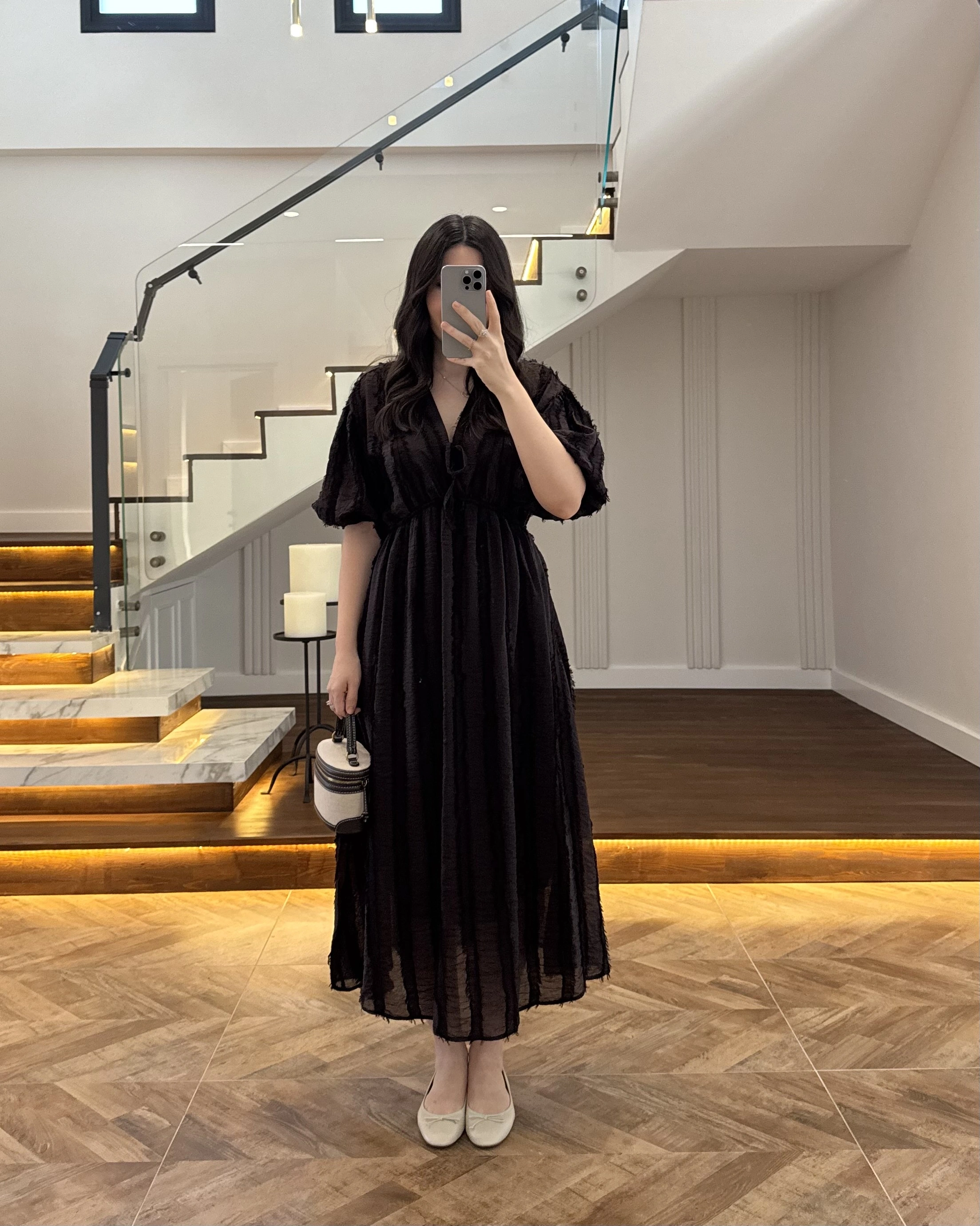 KAHVE PÜSKÜLLÜ ELBİSE - 3075