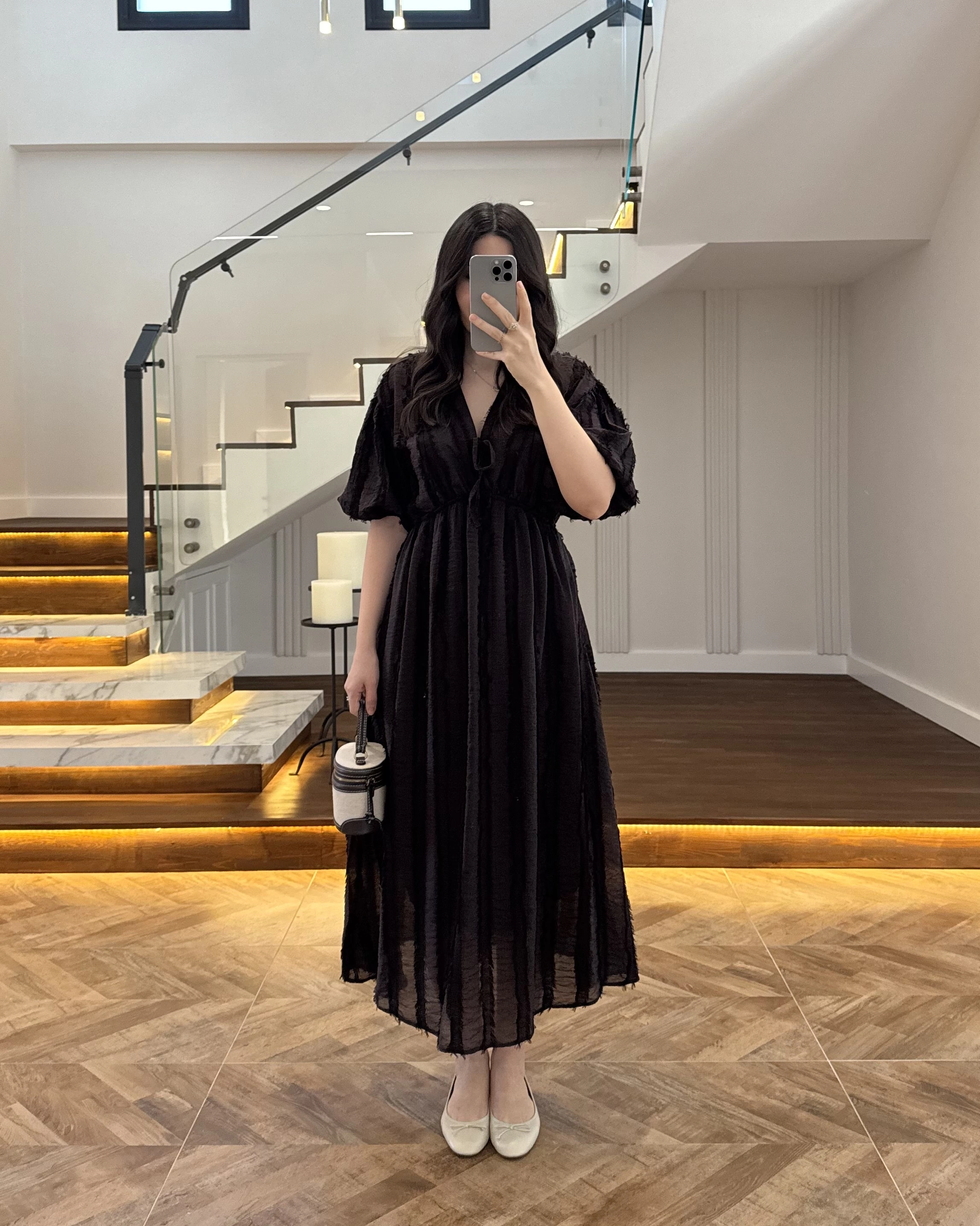 KAHVE PÜSKÜLLÜ ELBİSE - 3075