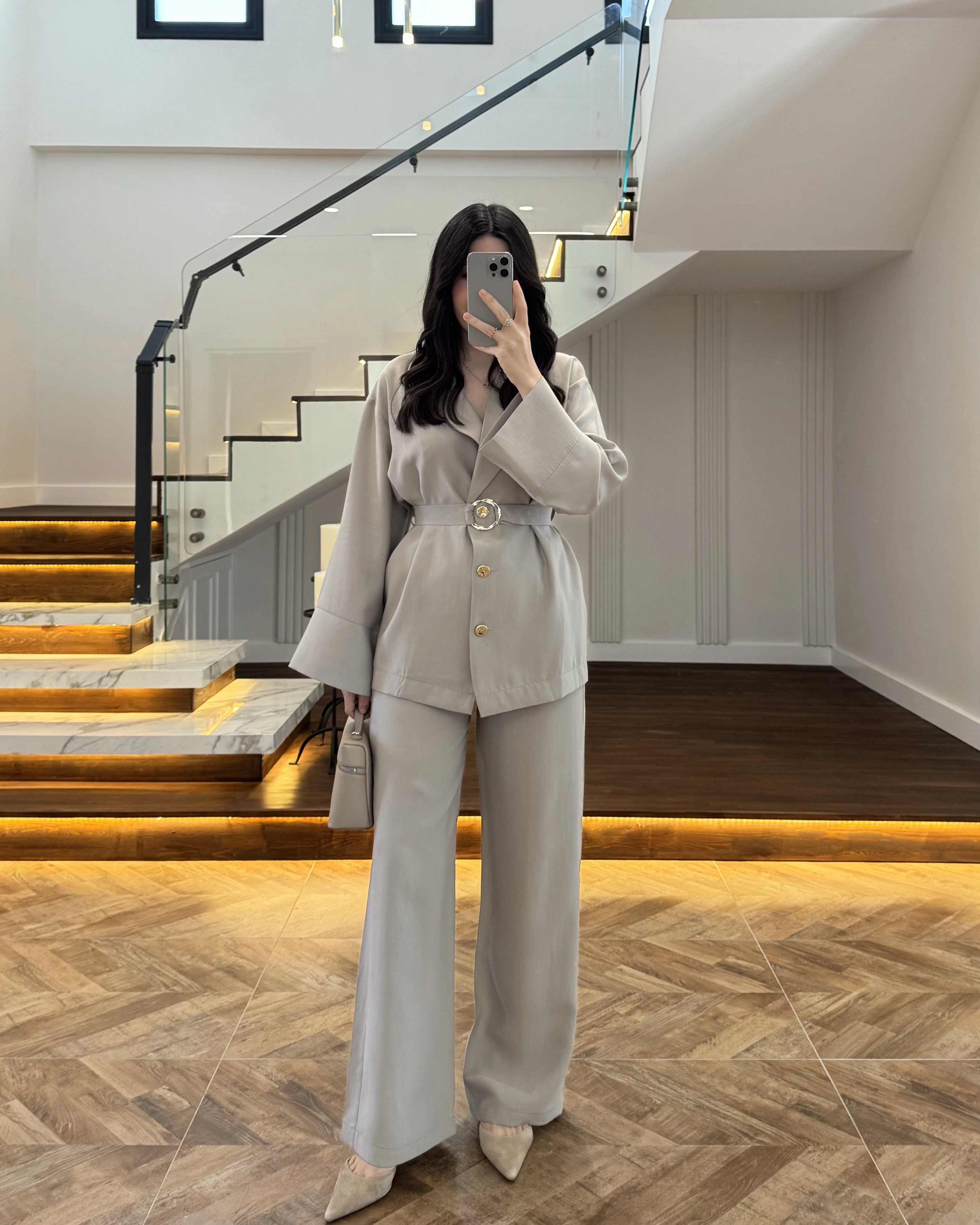 VİZON TOKA DETAYLI TUNİK TAKIM -8927