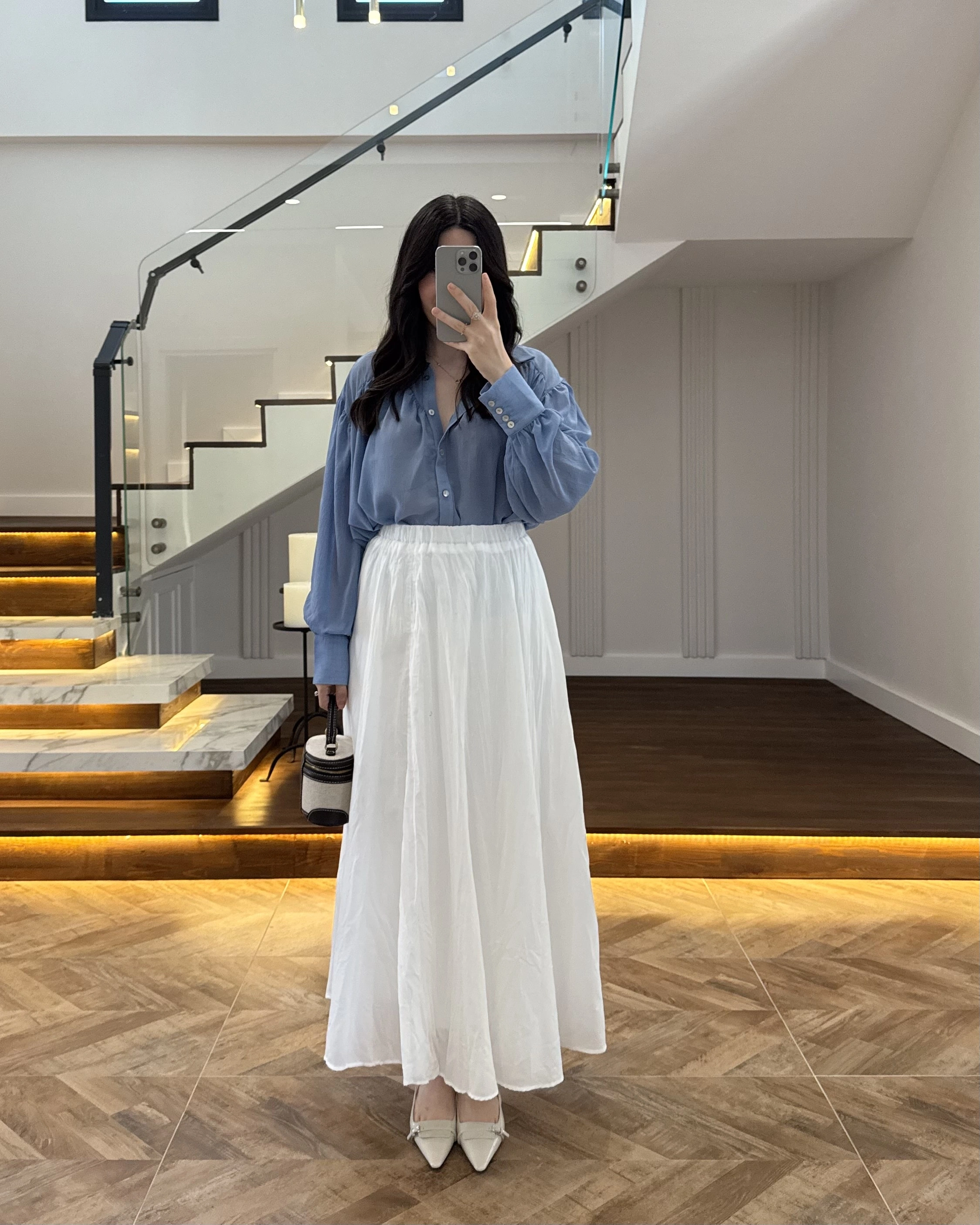 MAVİ TRANSPARAN TENSEL GÖMLEK - 70253