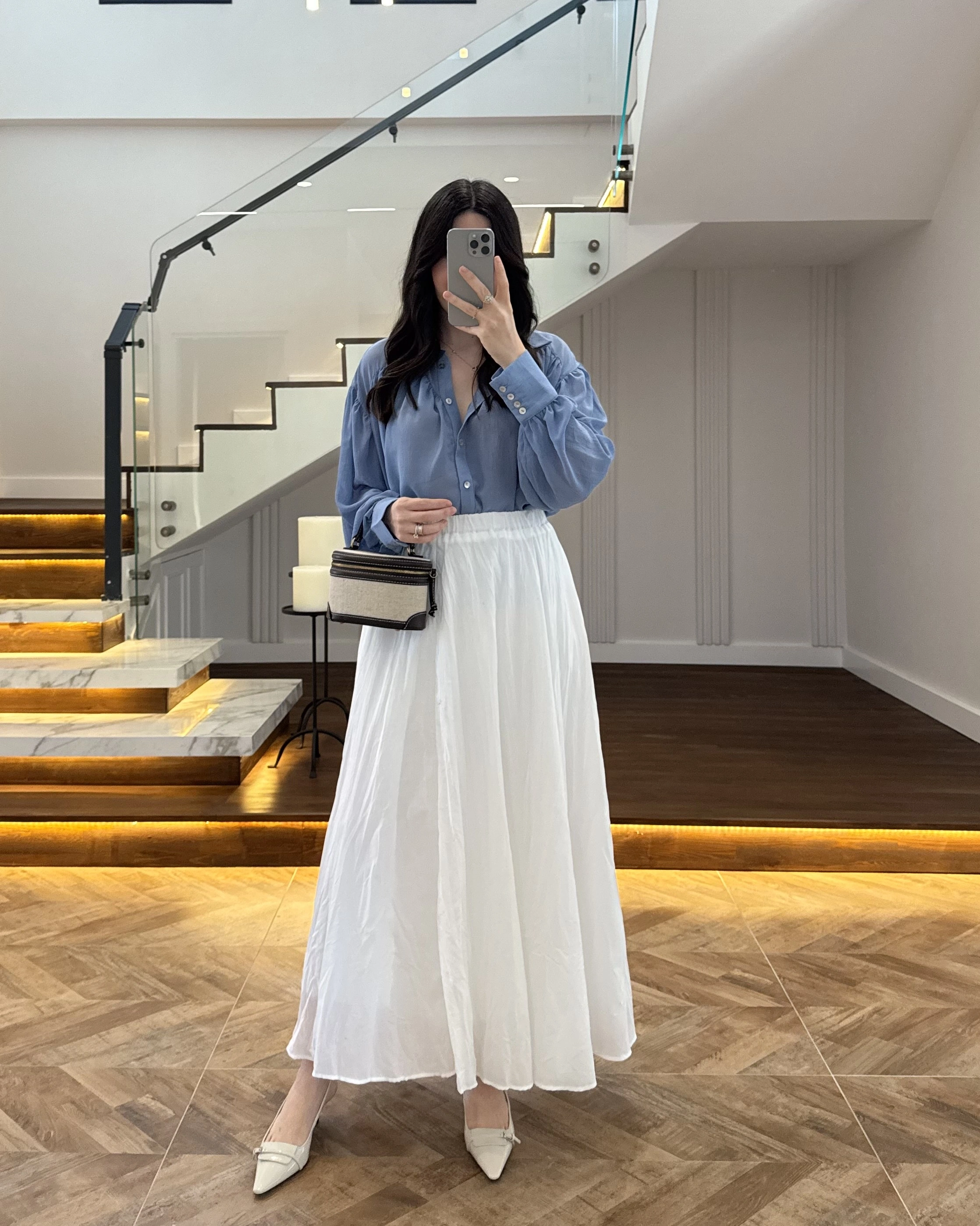 MAVİ TRANSPARAN TENSEL GÖMLEK - 70253