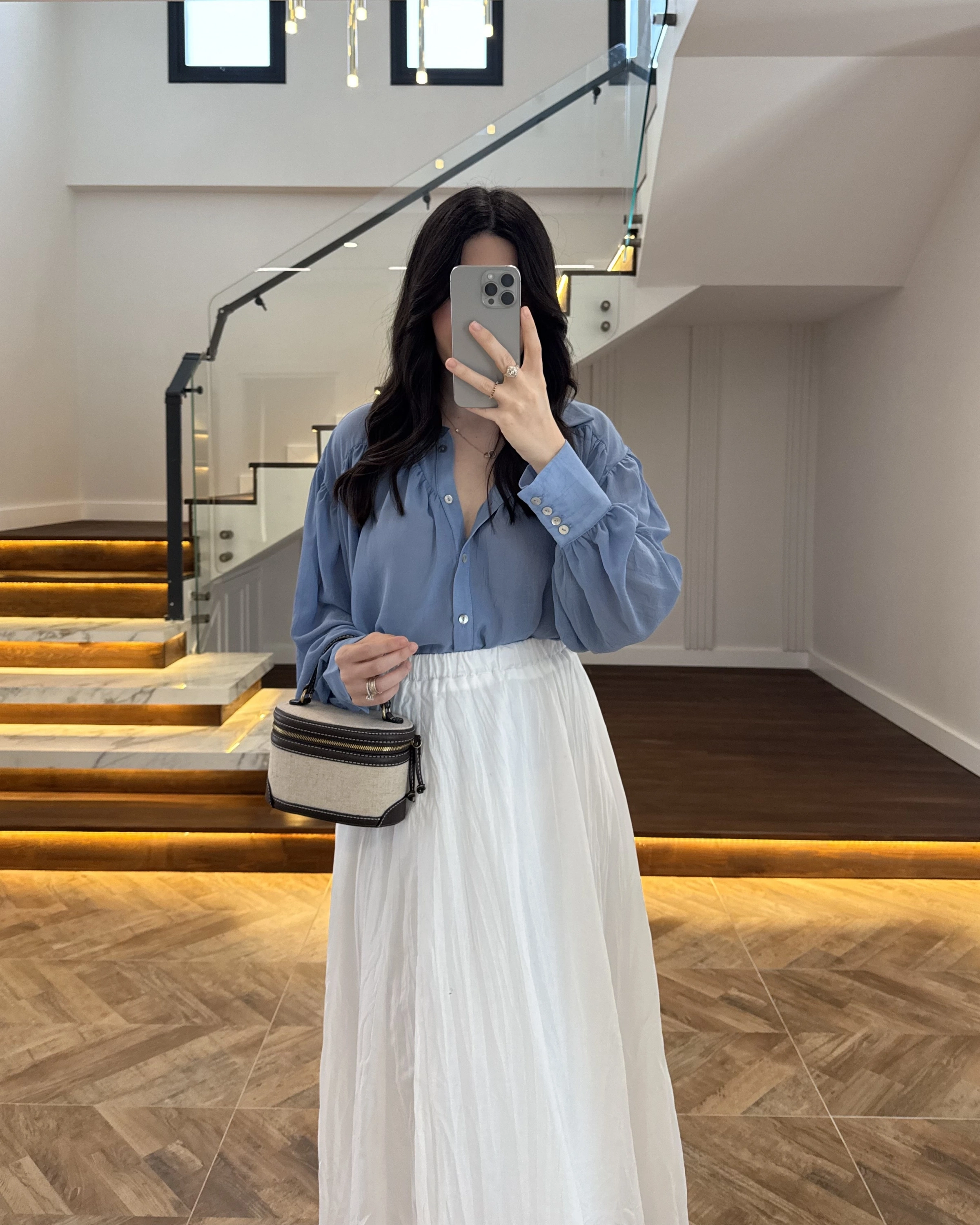 MAVİ TRANSPARAN TENSEL GÖMLEK - 70253