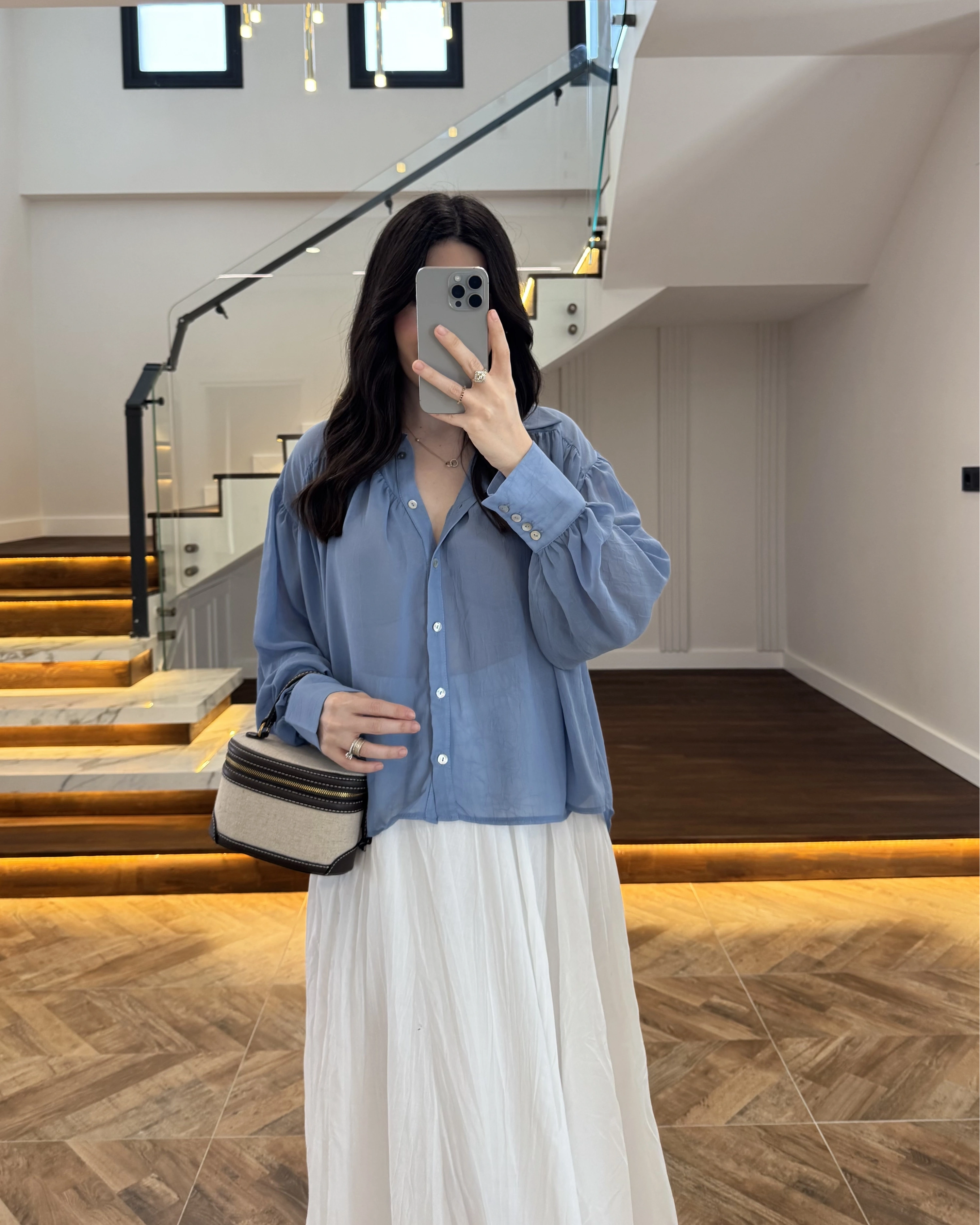 MAVİ TRANSPARAN TENSEL GÖMLEK - 70253