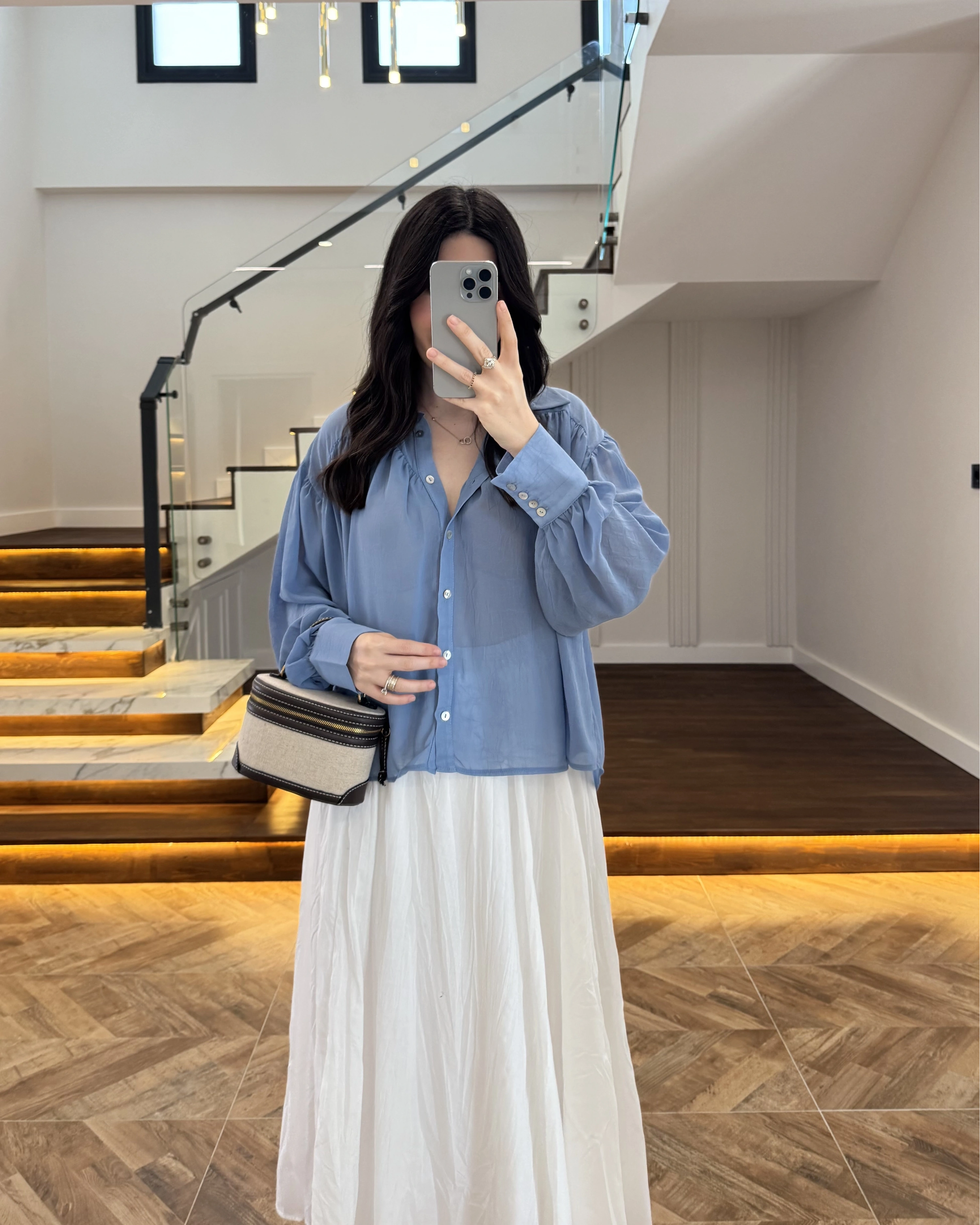 MAVİ TRANSPARAN TENSEL GÖMLEK - 70253