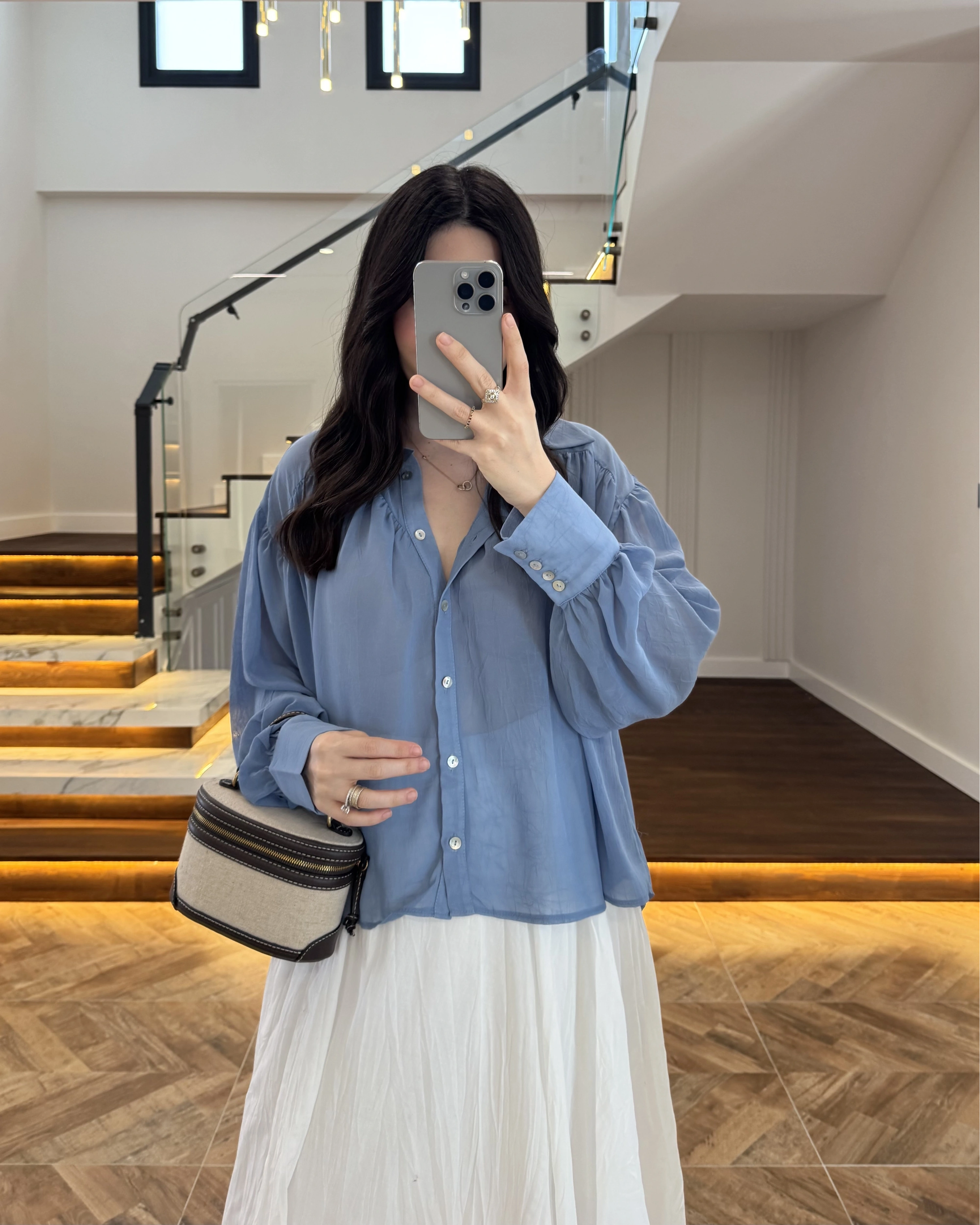 MAVİ TRANSPARAN TENSEL GÖMLEK - 70253