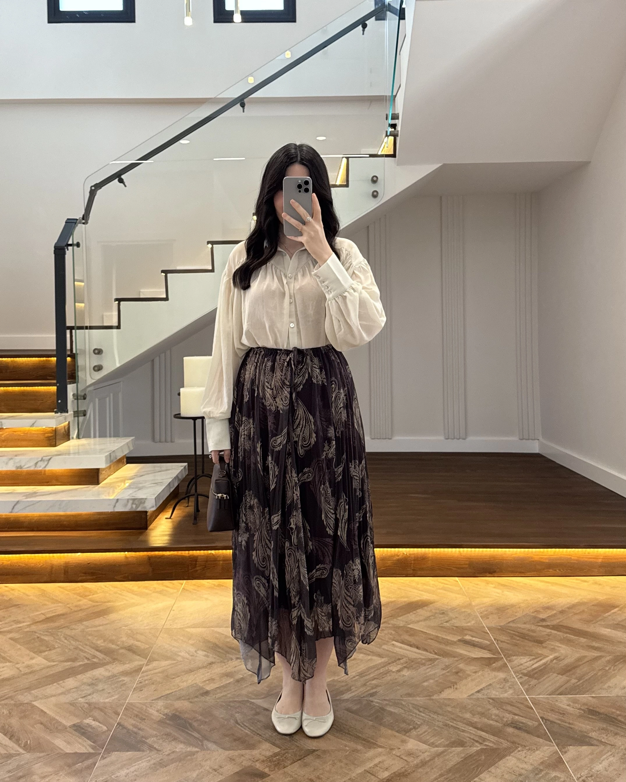 ASİMETRİK KESİM KAHVE ŞİFON ETEK-1293