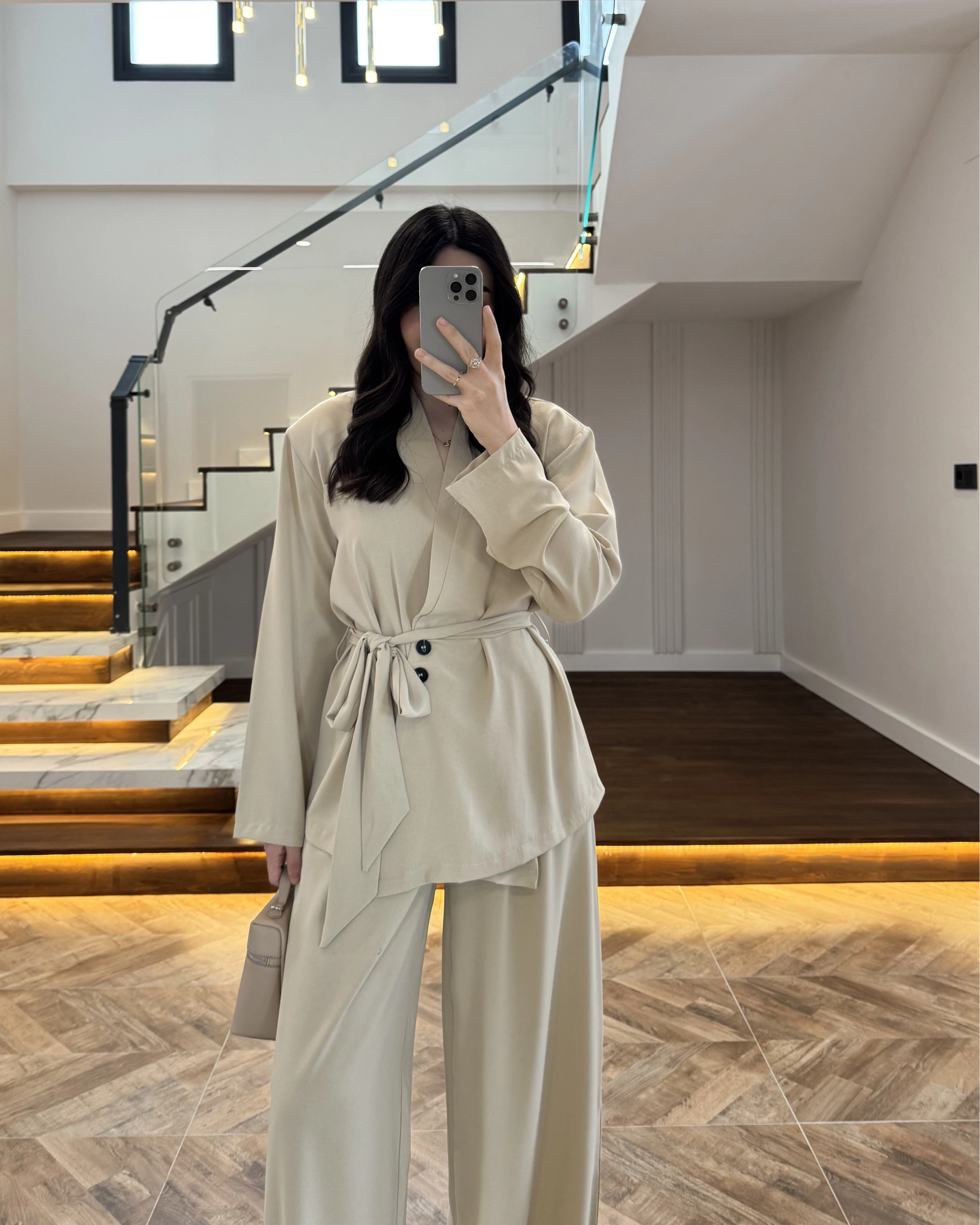 TAŞ VATKALI ASİMETRİK CEKETLİ TAKIM-60609