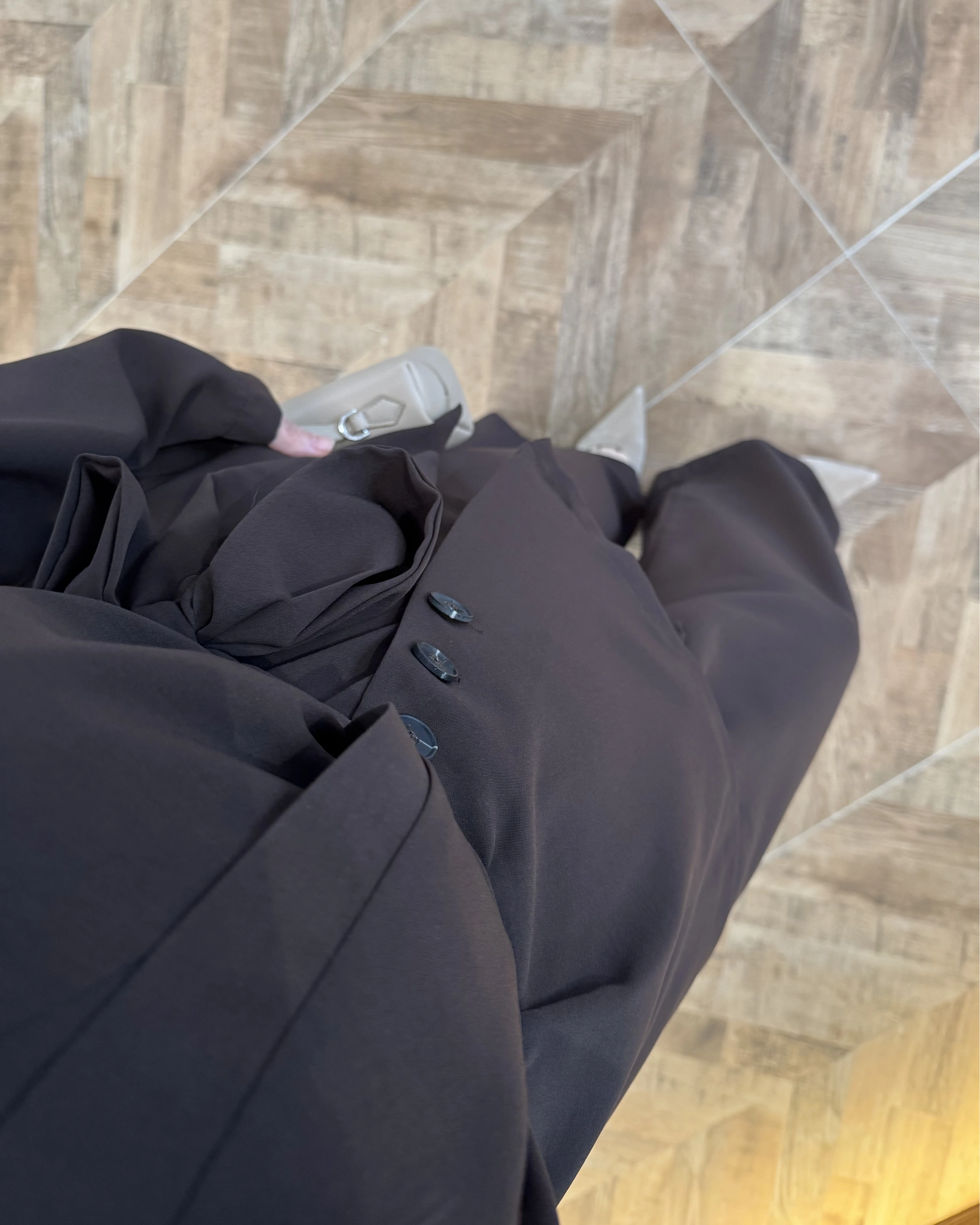 KAHVE VATKALI ASİMETRİK CEKETLİ TAKIM-60609